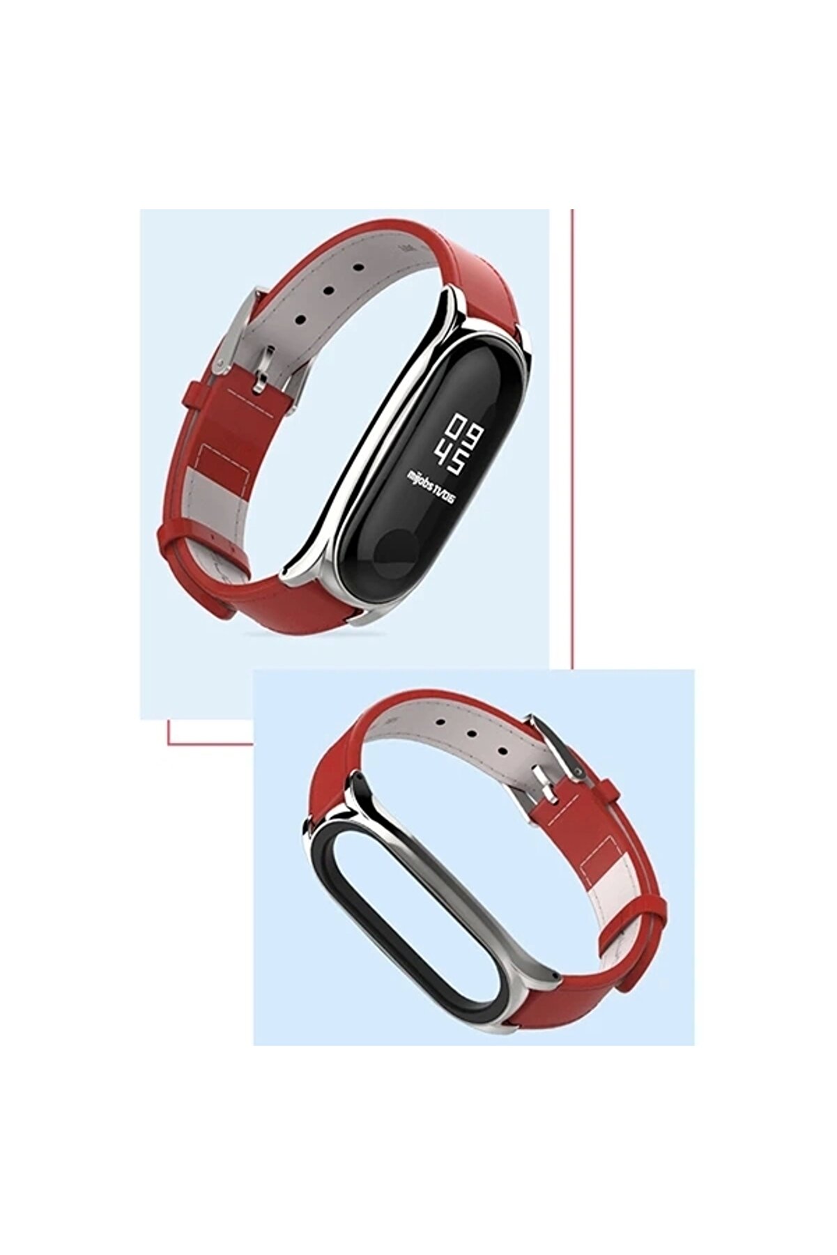 Buti̇k Mi̇jobs Xi̇aomi̇ Mi̇ Band 5-4 Pu Deri̇ Kayış Kordon-(5775)