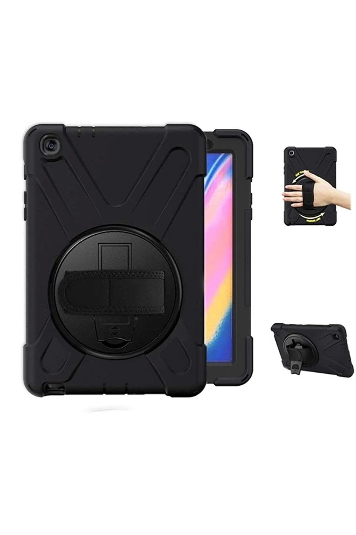 Buti̇k Ally Galaxy Tab P200-P205 3 Katmanlı Standlı Zırh Kılıf-Shockproof-(5775)