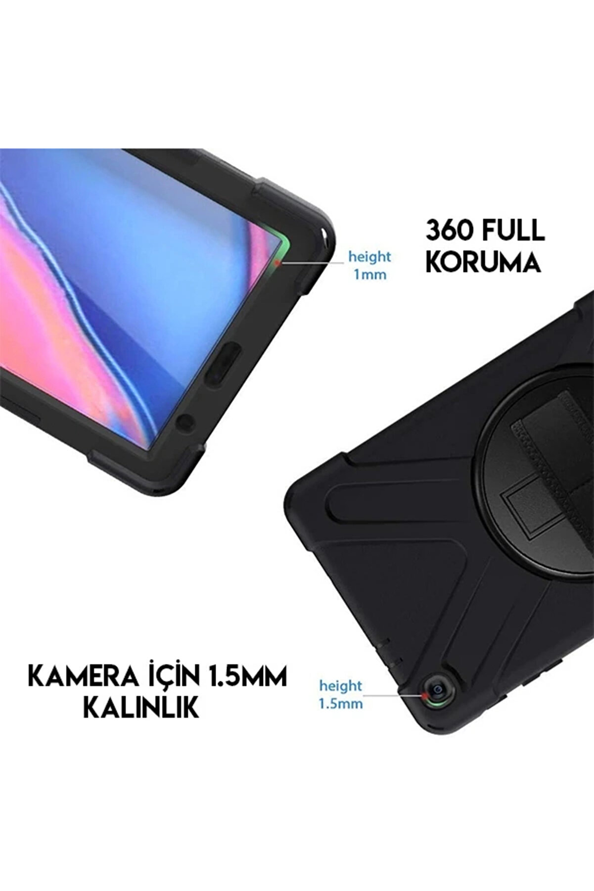 Buti̇k Ally Galaxy Tab P200-P205 3 Katmanlı Standlı Zırh Kılıf-Shockproof-(5775)