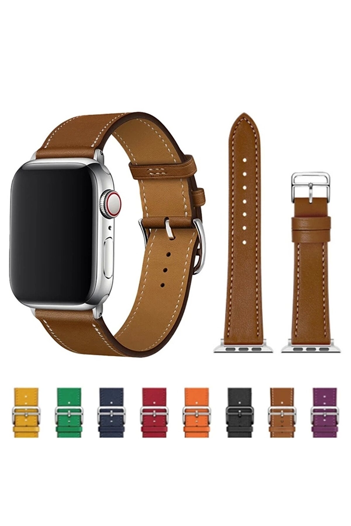 Buti̇k Ally Apple Watch 7-8 45Mm 6-5-4 44Mm Watch Ultra 49Mm Si̇ngle Coi̇l Deri̇ Kayış Kordon 3-2-1 42Mm-(5775