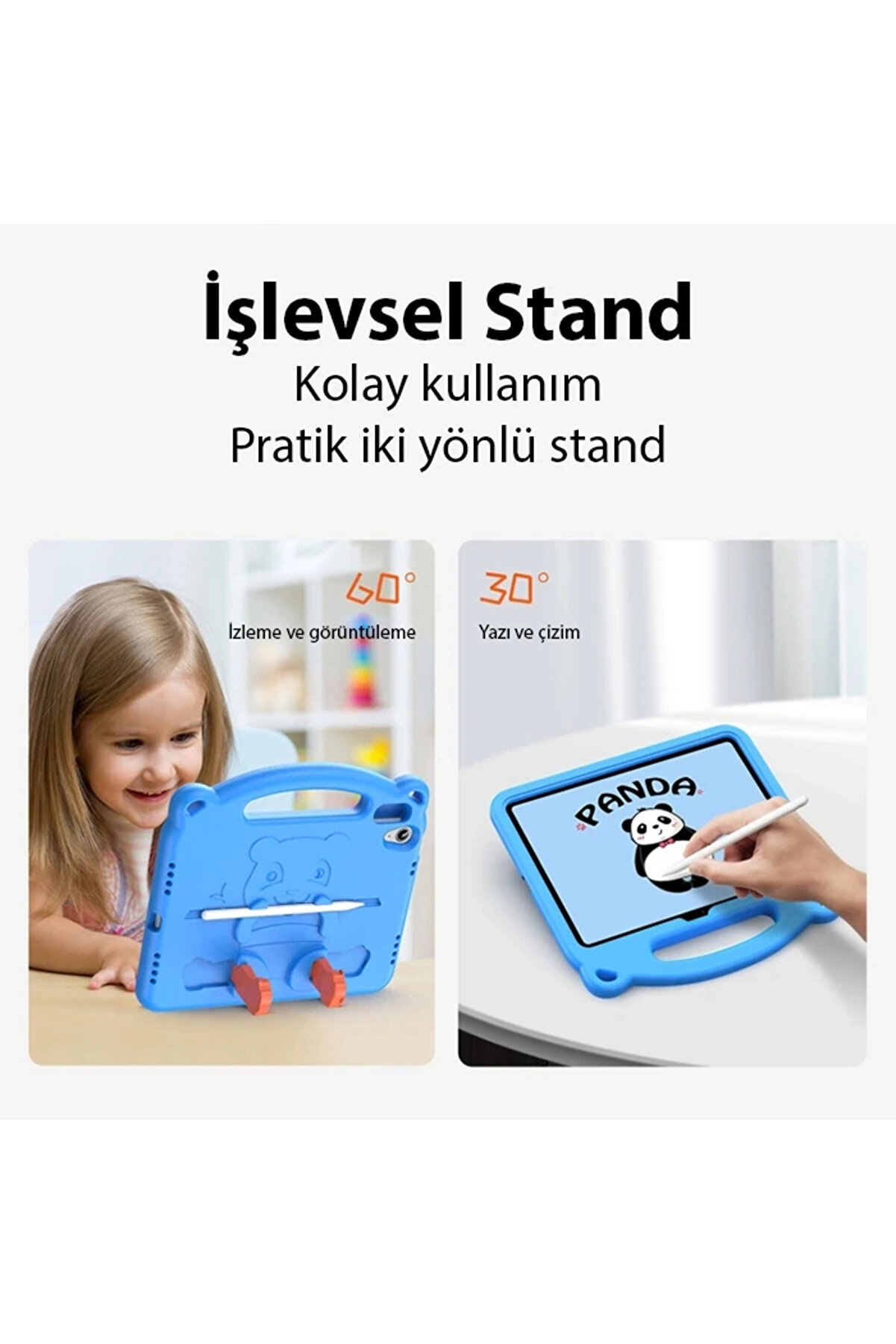 Buti̇k Dux Duci̇s İpad 10.2 2022 Kılıf Panda Seri̇si̇ &Ccedil;ocuk Shockproof Standlı Kılıf-(5775)