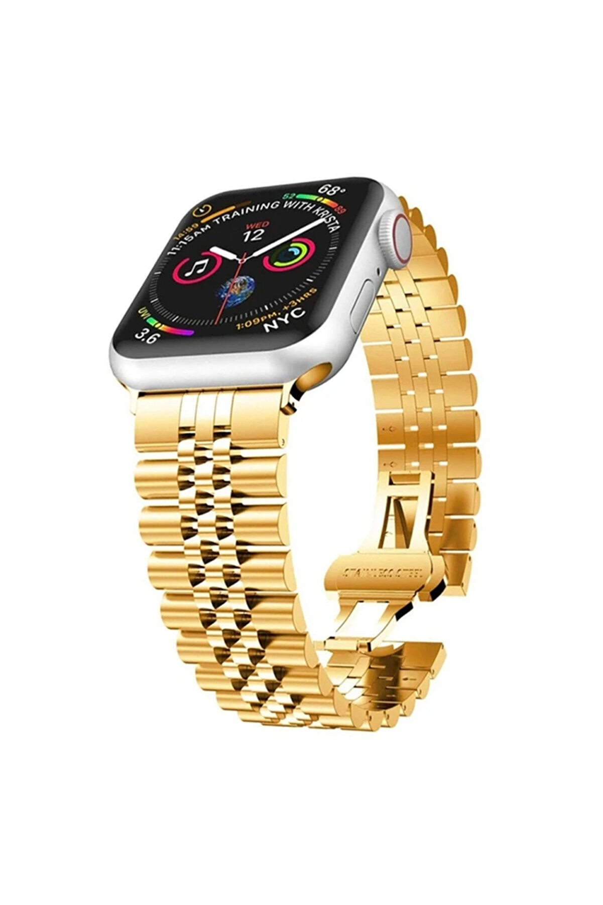 Buti̇k Ally Apple Watch 7-8 45Mm 6-5-4 44Mm Watch Ultra 49Mm Kayış Kordon Paslanmaz &Ccedil;eli̇k 3-2-1 42Mm-(5775)