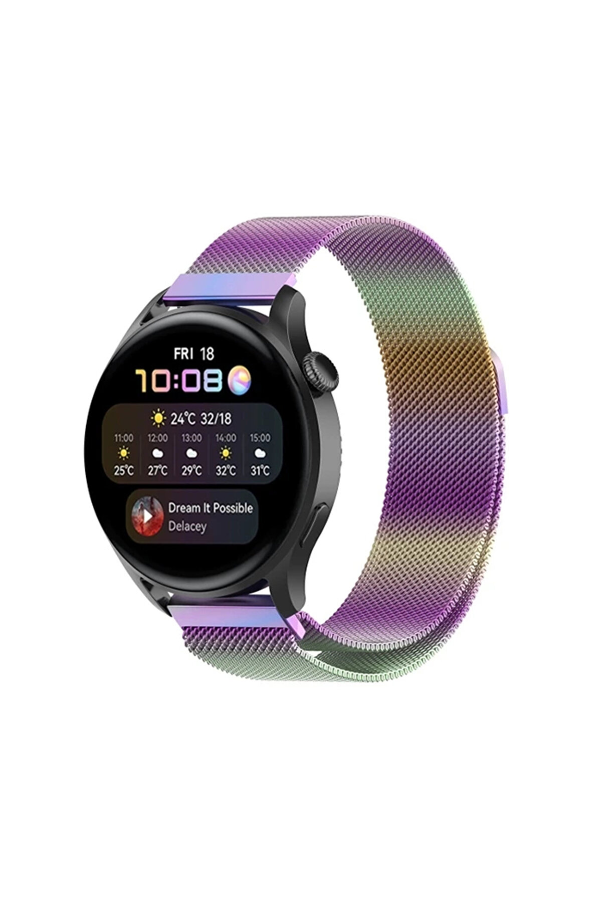 Buti̇k 20Mm Samsung Watch Huawei̇ Watch Kayışkordon Metal Mi̇lano Loop-(5775)