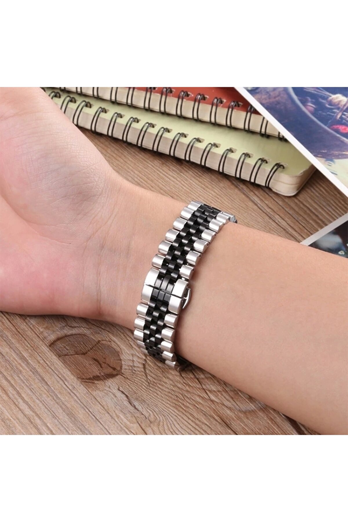 Buti̇k 22Mm Gear S3 Watch 4 -Gt2 Gt2E 46Mm Kayışkordon Serami̇k Paslanmaz &Ccedil;eli̇k-(5775)