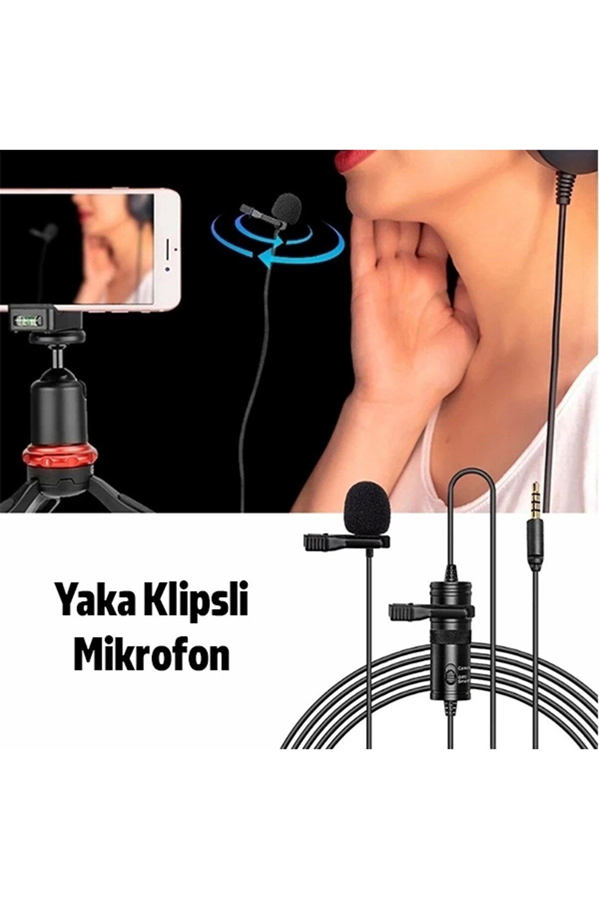 Buti̇k Ally 3.5Mm Uni̇versal Lavali̇er Kablolu Yaka Mi̇krofonu 6 Metre-(5775)