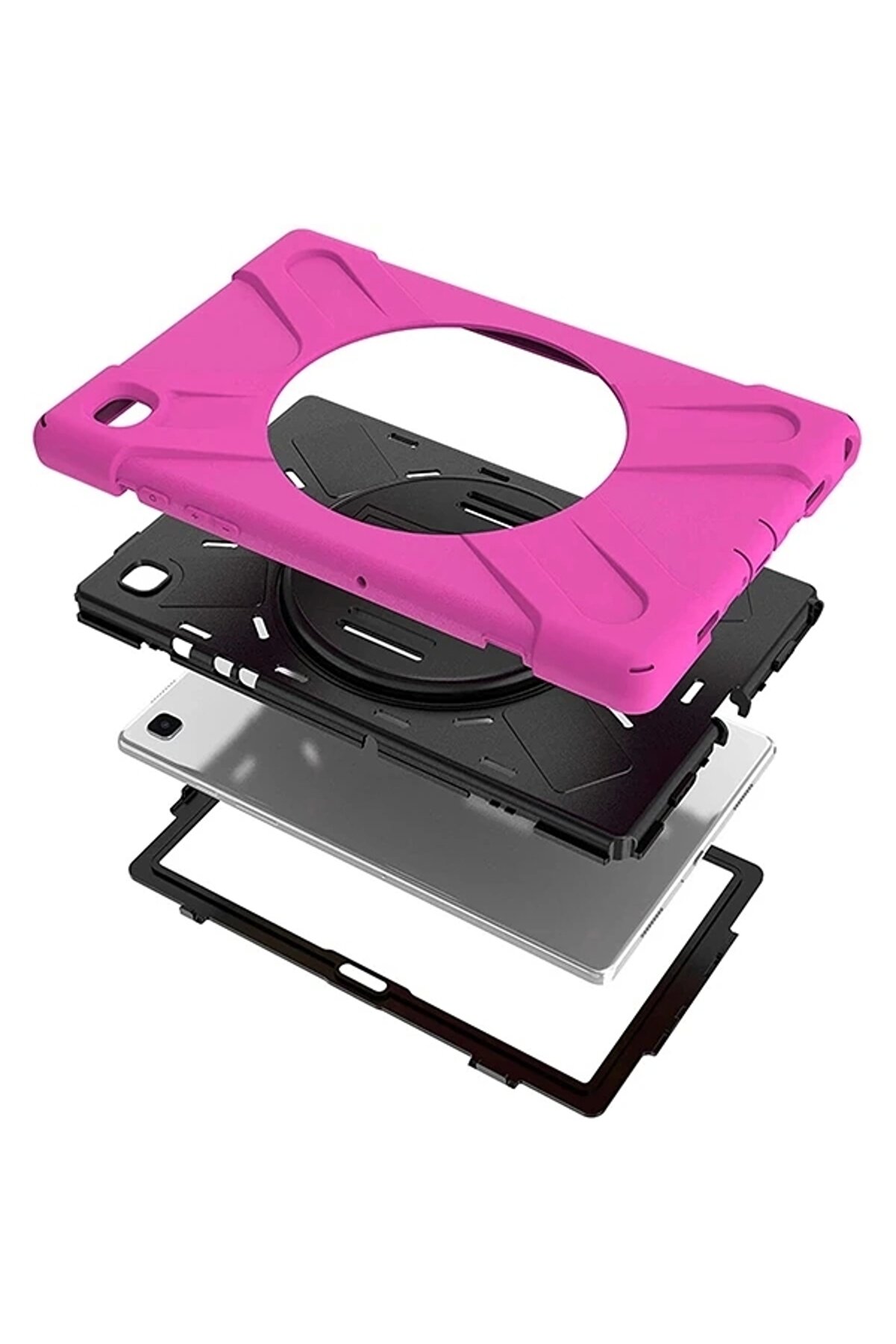 Buti̇k Galaxy Tab A7 10.4 Sm-T500-T505-T507 Kılıf Shockproof 3 Katmanlı Standlı Zırh Kılıf Kalem Yerli̇-(577