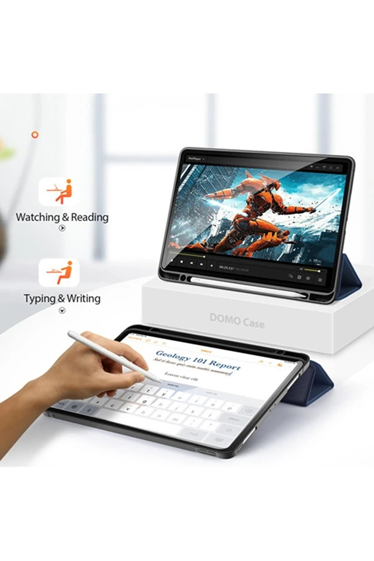 Buti̇k Dux Duci̇s İpad Pro 12.9 (2021-2020-2018 )Kılıf Kalem Yerli̇ Soft Tpu Mıknatıslı Domo Seri̇es Kılıf-(57