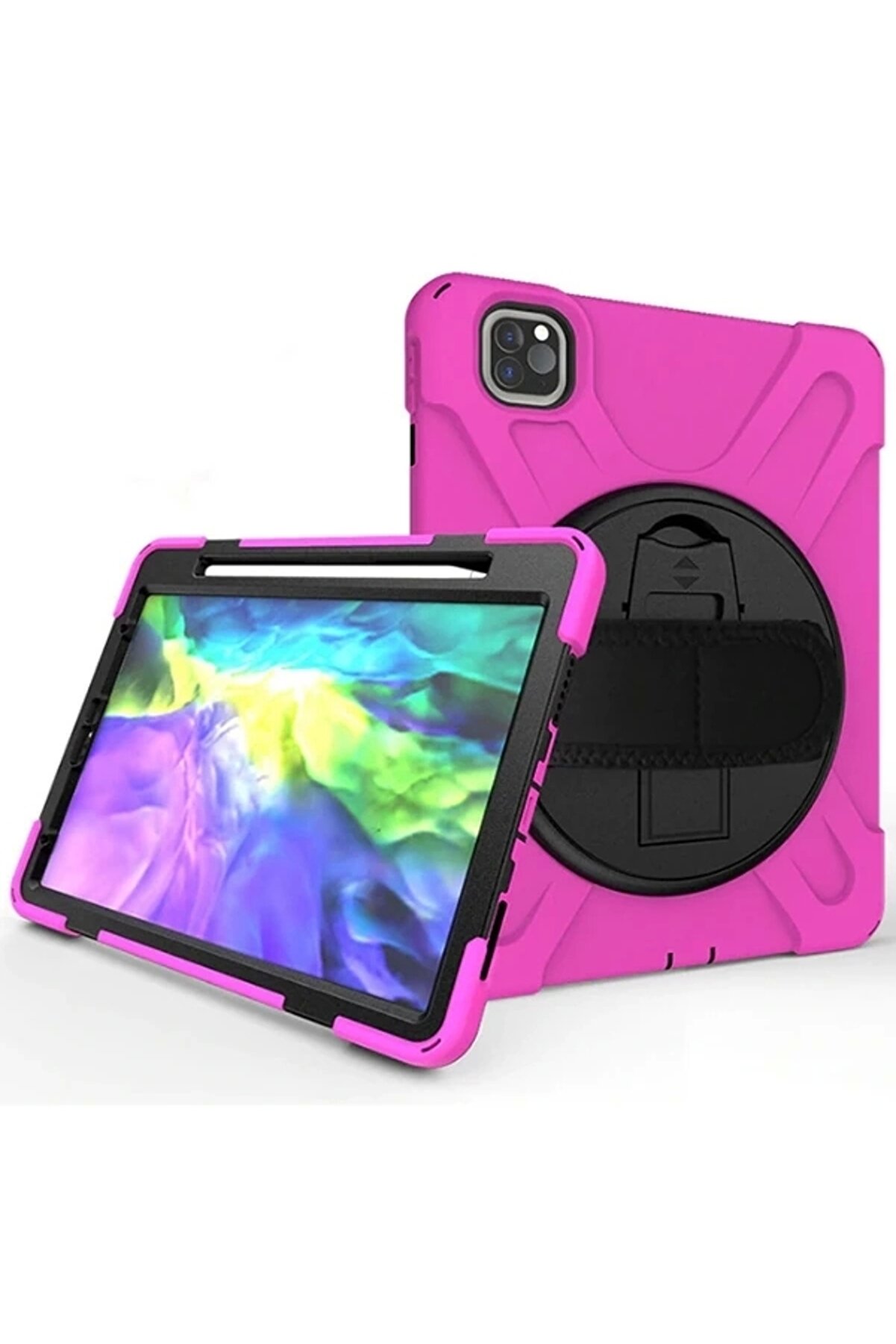 Buti̇k İpad Ai̇r 4. Nesi̇l 10.9 Kılıf Shockproof 3 Katmanlı Standlı Zırh Kılıf Kalem Yerli̇-(5775)