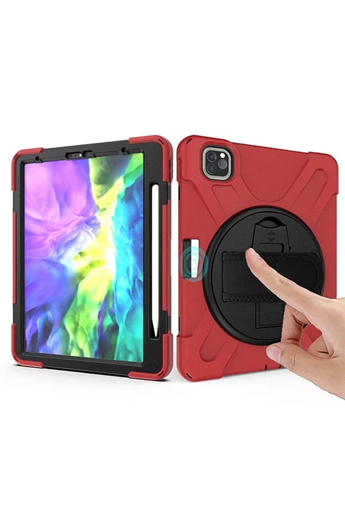 Buti̇k İpad Pro11 (2021-2020-2018) Kılıf Shockproof 3 Katmanlı Standlı Zırh Kılıf Kalem Yerli̇-(5775)