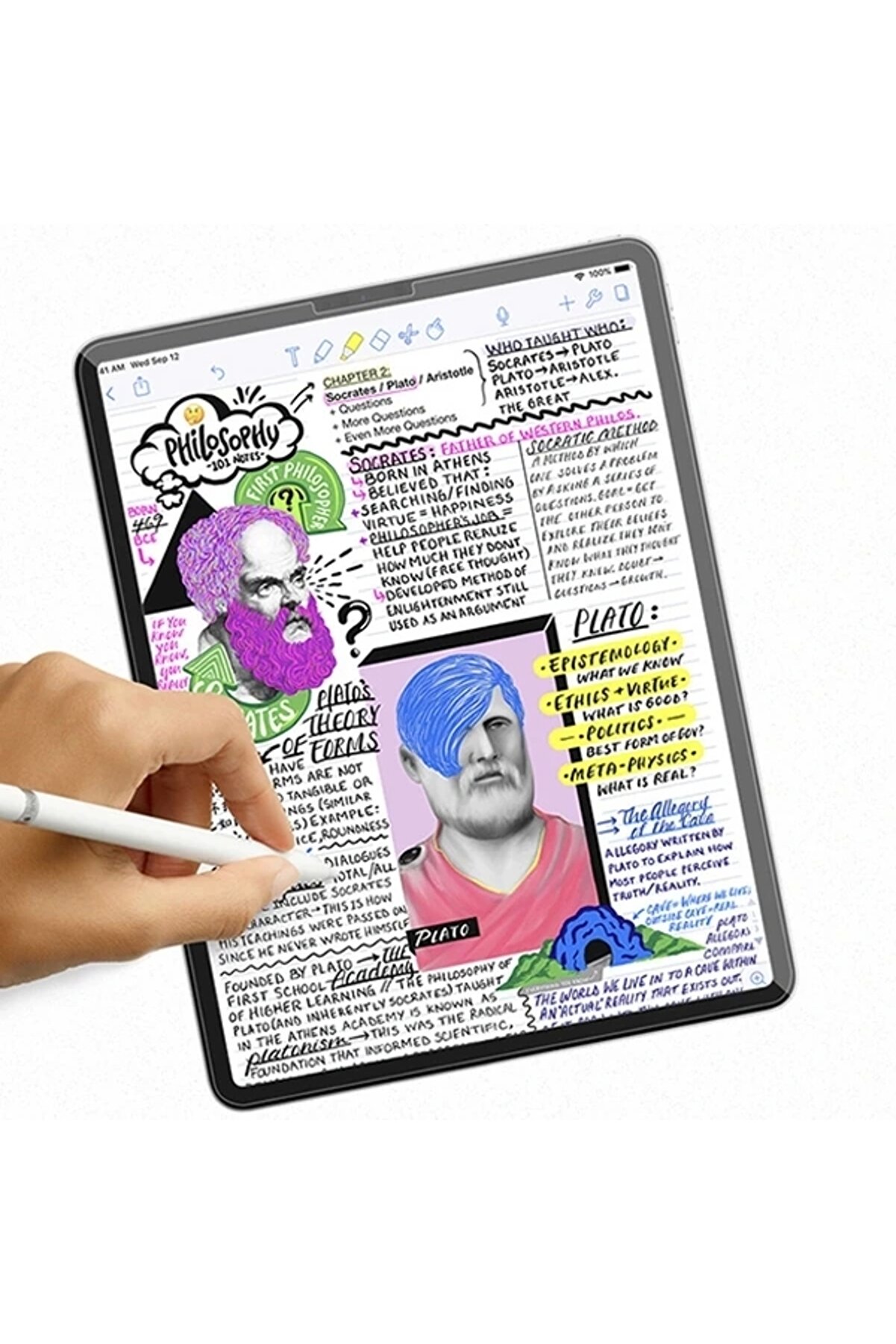 Buti̇k İpad Pro 12.9 İnch 2021-2020-2018 Paper Li̇ke Fi̇lm Darbe Emi̇ci̇ Pet Ekran Koruyucu-(5775)