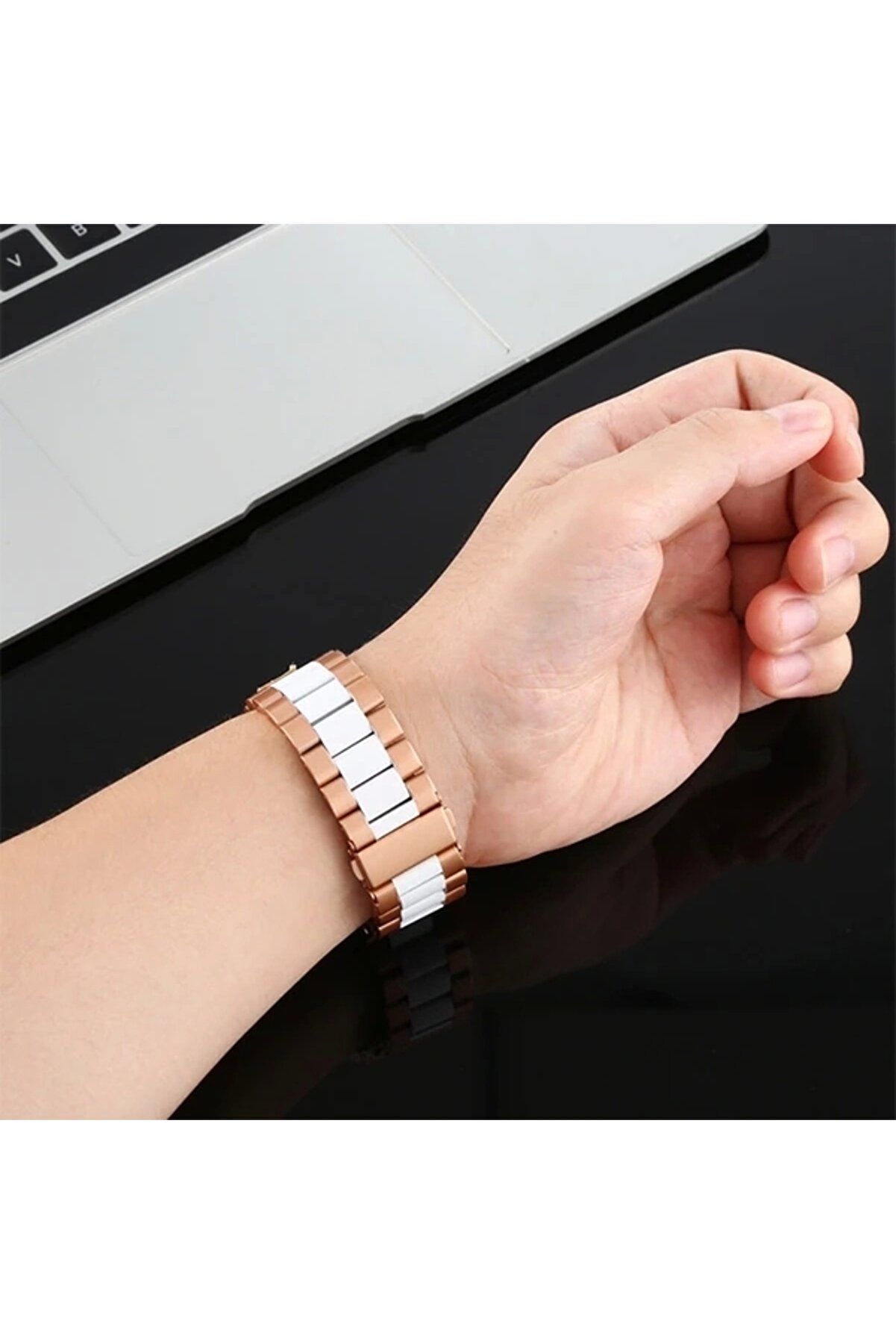 Buti̇k 22Mm Gear S3 Watch 4 -Gt2 Gt2E 46Mm Kayışkordon Serami̇k Paslanmaz &Ccedil;eli̇k-(5775)