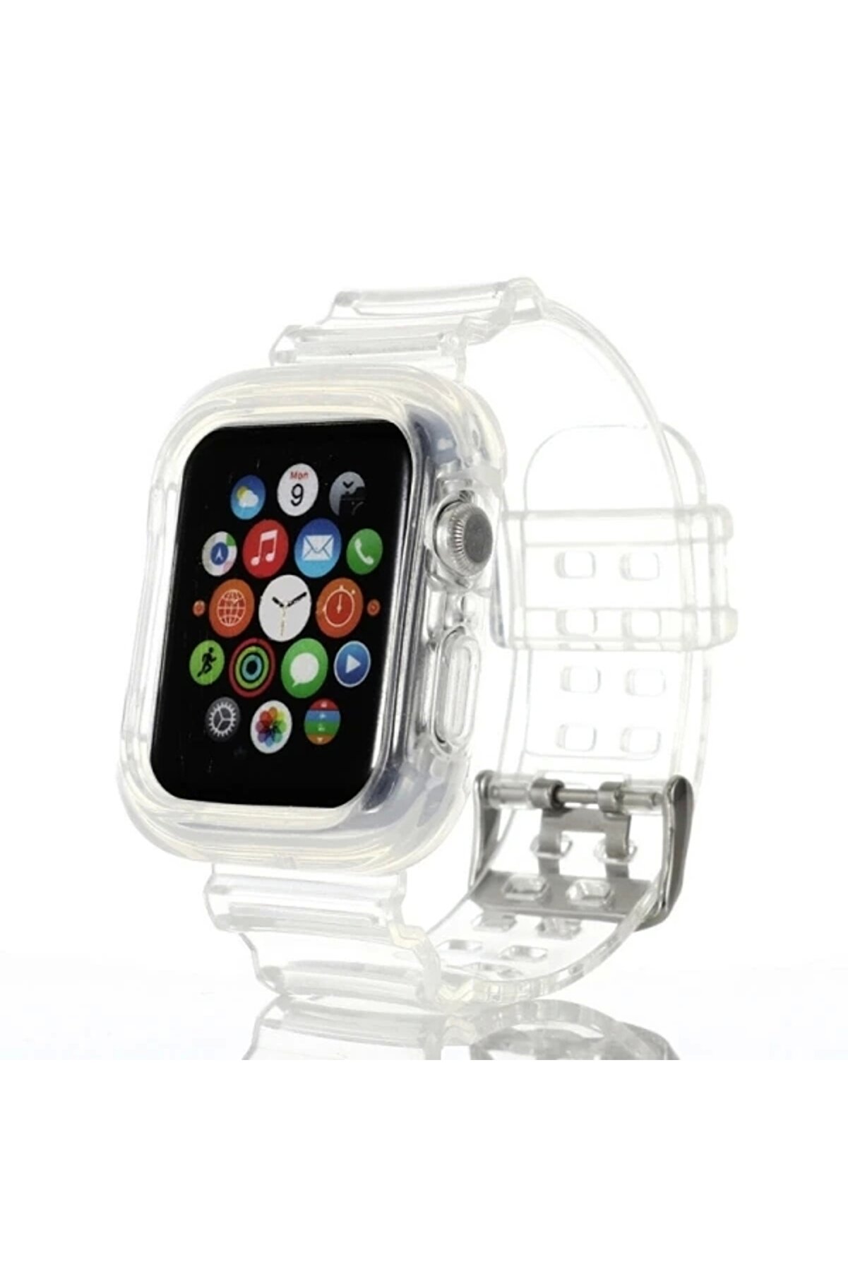 Buti̇k Ally Apple Watch 6-Se-5-4 44Mm / 3-2-1 42Mm Kayış Kordon Kılıf Si̇li̇kon-(5775)