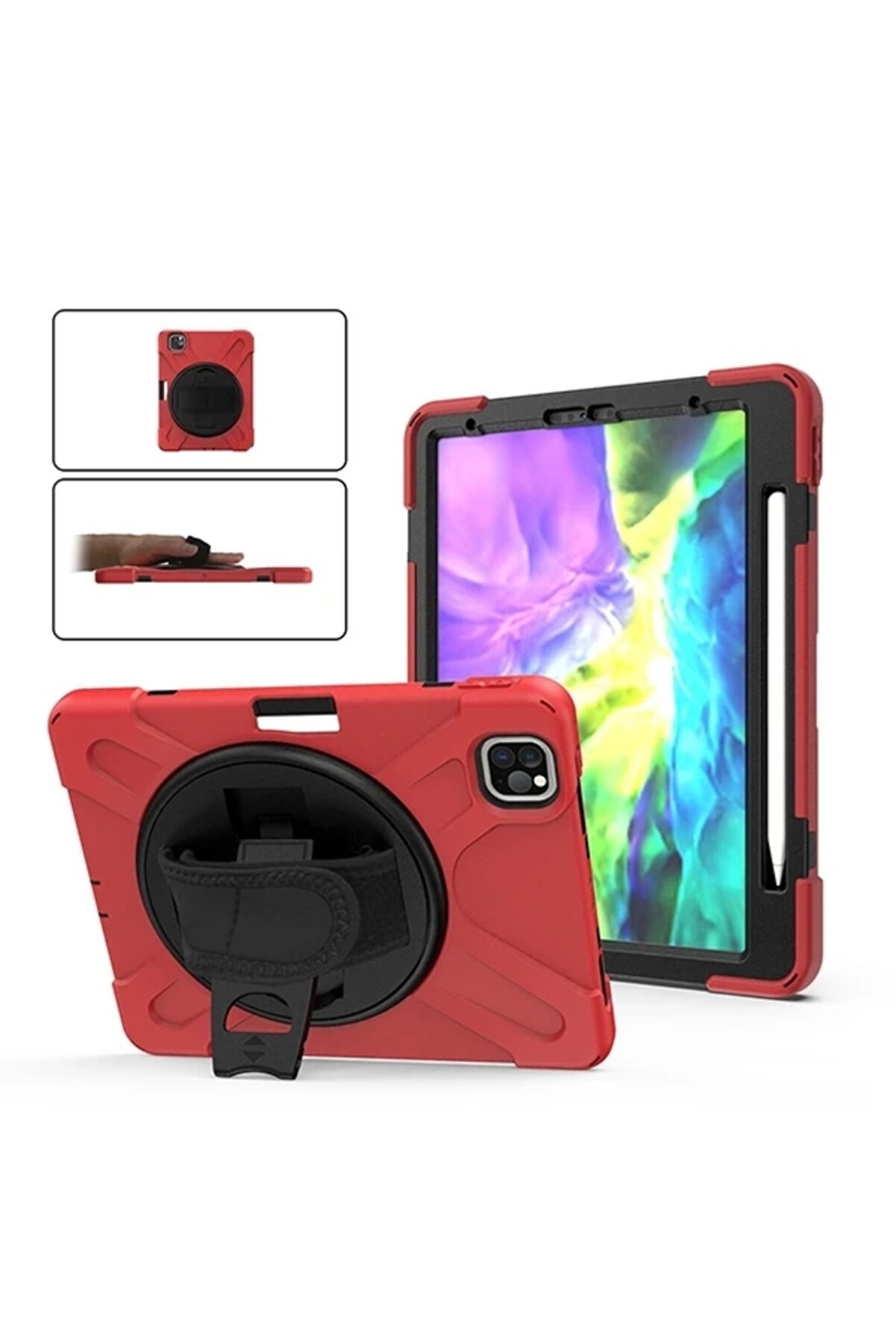 Buti̇k İpad Pro11 (2021-2020-2018) Kılıf Shockproof 3 Katmanlı Standlı Zırh Kılıf Kalem Yerli̇-(5775)