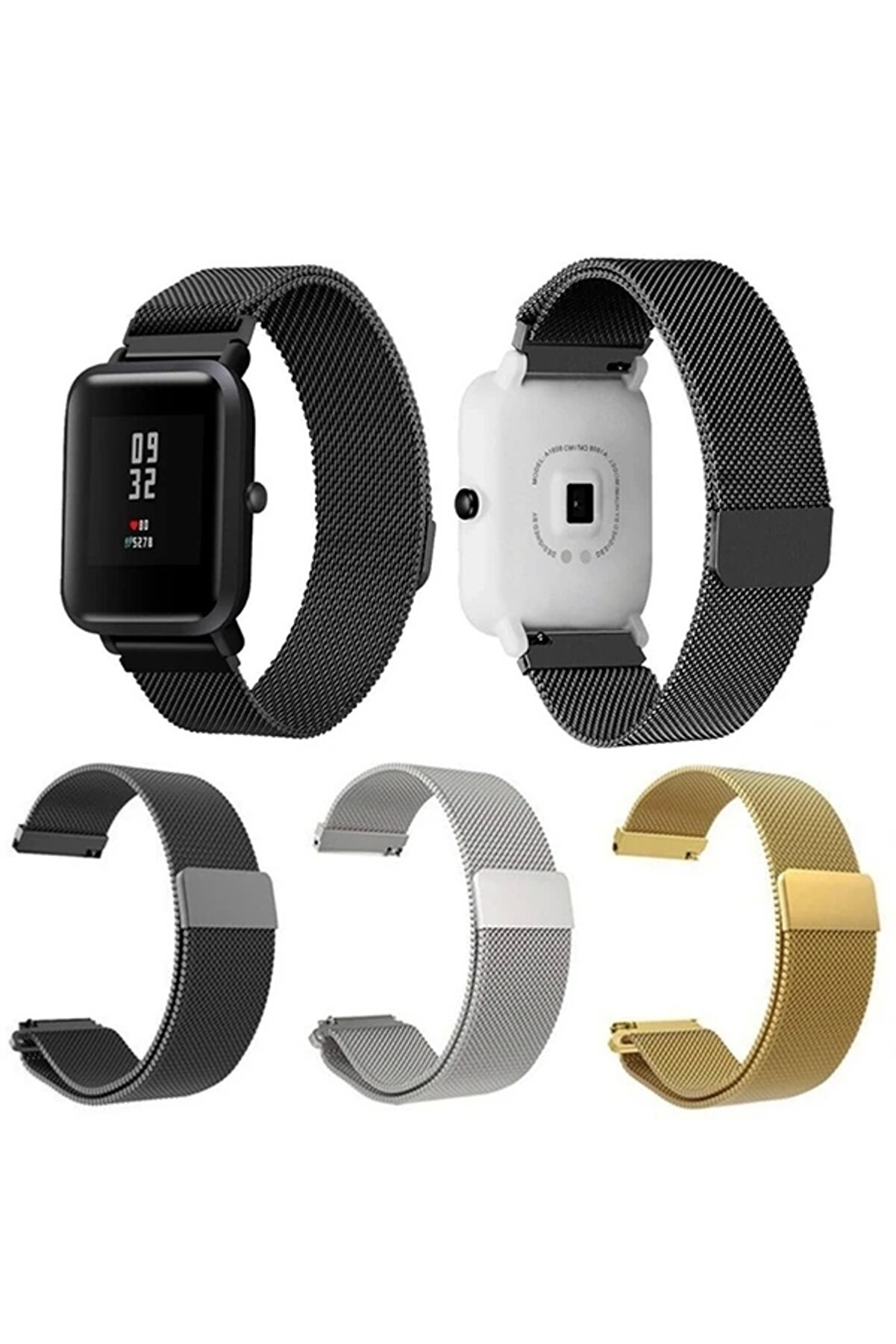 Buti̇k Mi̇jobs Xi̇aomi̇ Amazfi̇t Bi̇p Metal Mi̇lano Loop Kayış Kordon-(5775)