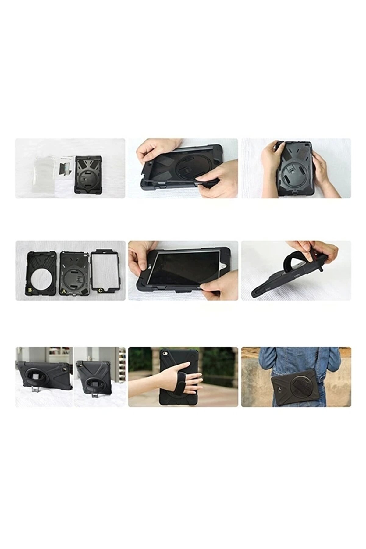 Buti̇k İpad Mi̇ni̇ 4/ 5 Shockproof 3 Katmanlı Standlı Zırh Kılıf-(5775)