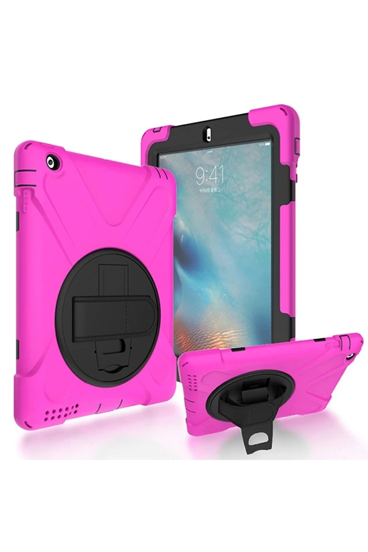 Buti̇k İpad 2/İpad 3/İpad 4/Shockproof 3 Katmanlı Standlı Zırh Kılıf-(5775)