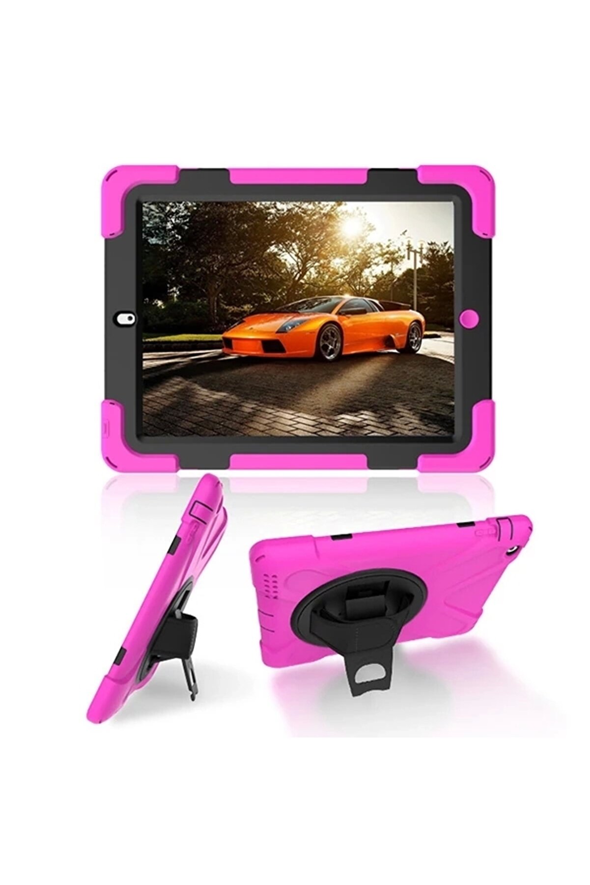 Buti̇k İpad 2/İpad 3/İpad 4/Shockproof 3 Katmanlı Standlı Zırh Kılıf-(5775)