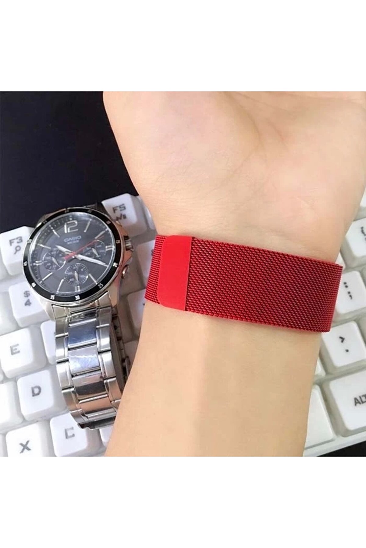 Buti̇k Ally Apple Watch 7-8 45Mm 6-5-4 44Mm Kayış Kordon Metal Mi̇lano Loop 3-2-1 42Mm-(5775)