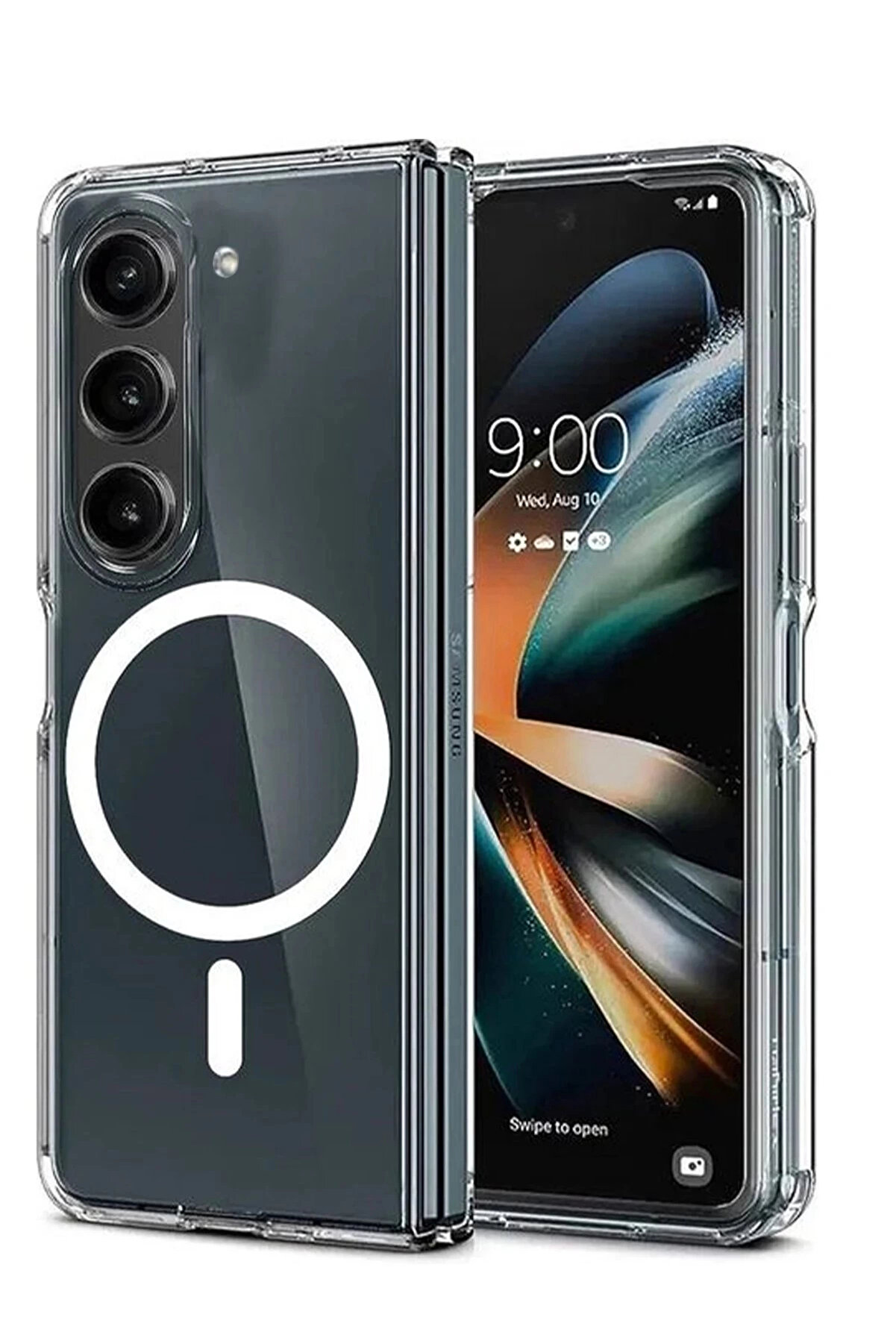 Buti̇k Samsung Galaxy Z Fold 6 Kılıf Magneti̇csafe Şeffaf Si̇li̇kon - Şeffaf-(5796)