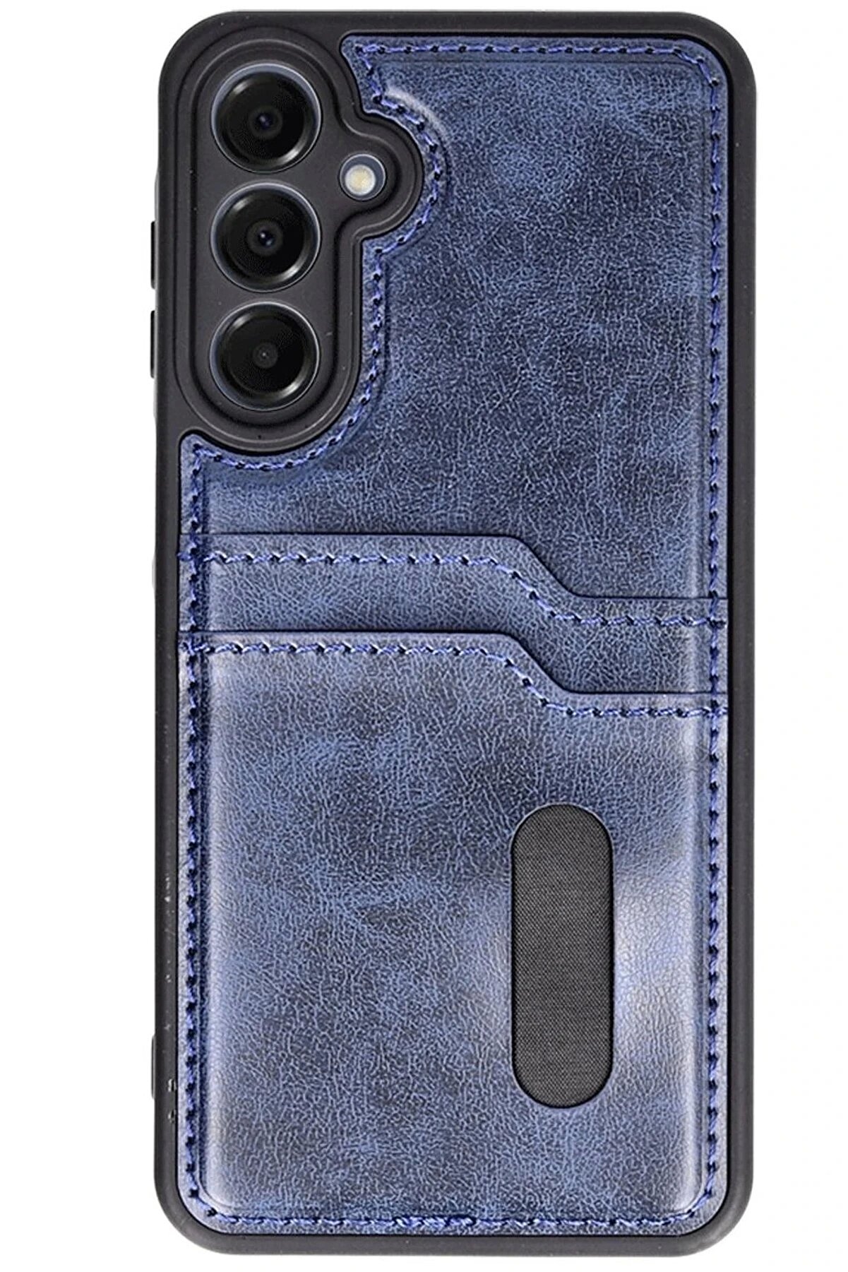 Buti̇k Samsung Galaxy S24 Fe Kılıf Sara Kartvi̇zi̇tli̇ Deri̇ Kılıf - Laci̇vert-(5796)