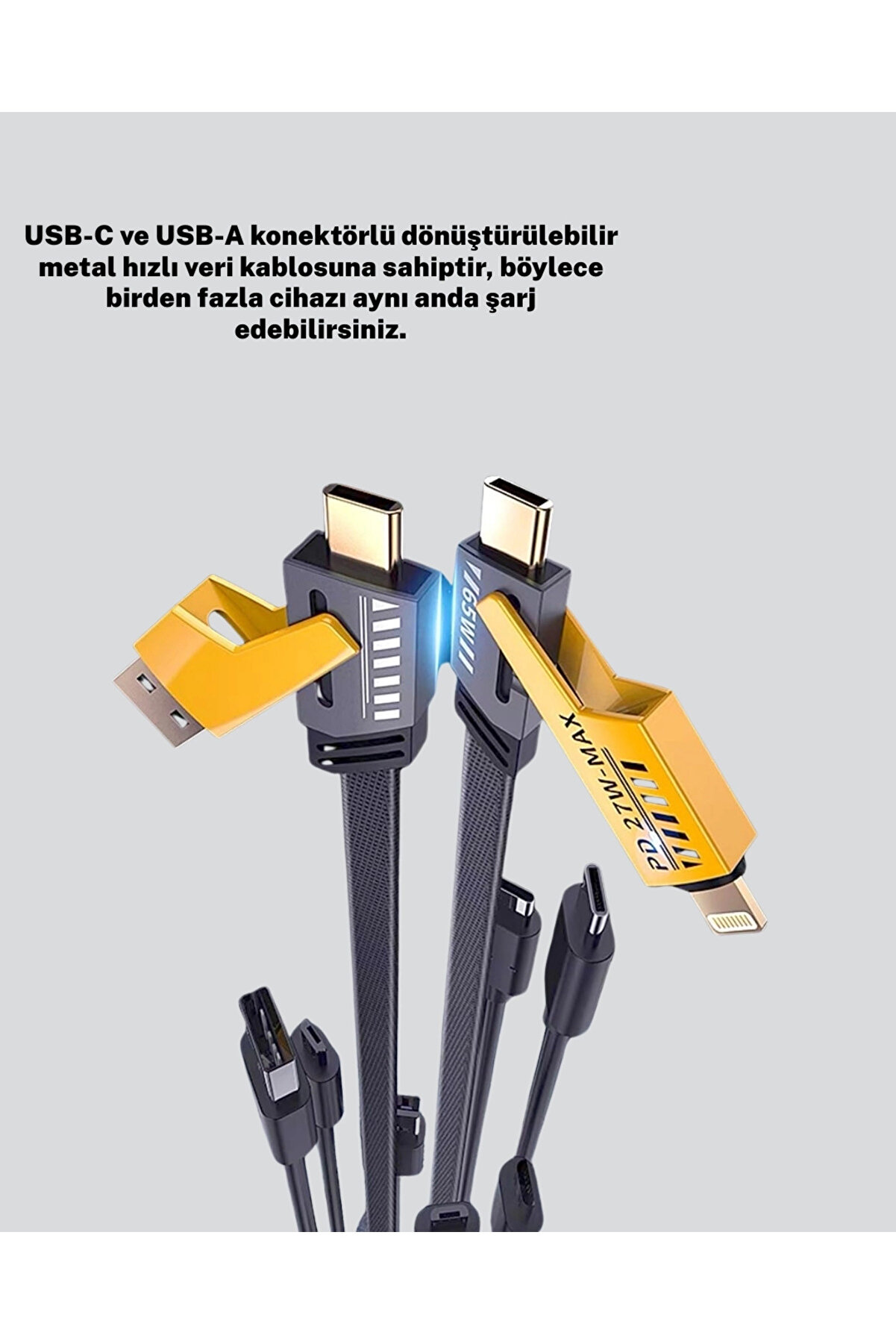 Akıllı Telefon Tablet Laptop Uyumlu 65W Güçlü Veri̇ Kablosu