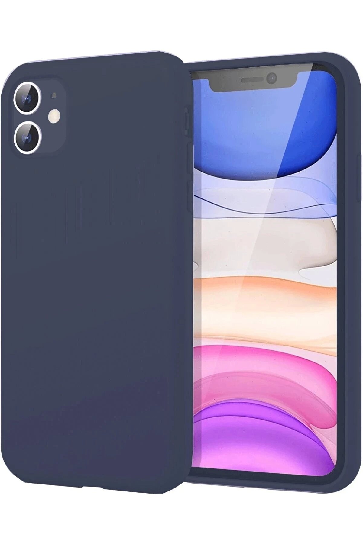 ykavm iPhone 11 Kılıf First Silikon - Lacivert-(5796)