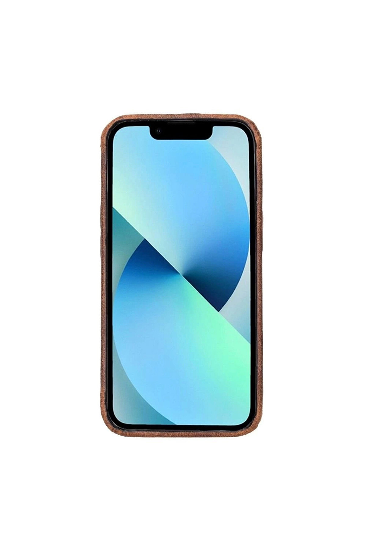 Apple İphone 13 Mi̇ni̇ Uyumlu Deri̇ Arka Kapak Rock G2 Kahverengi̇