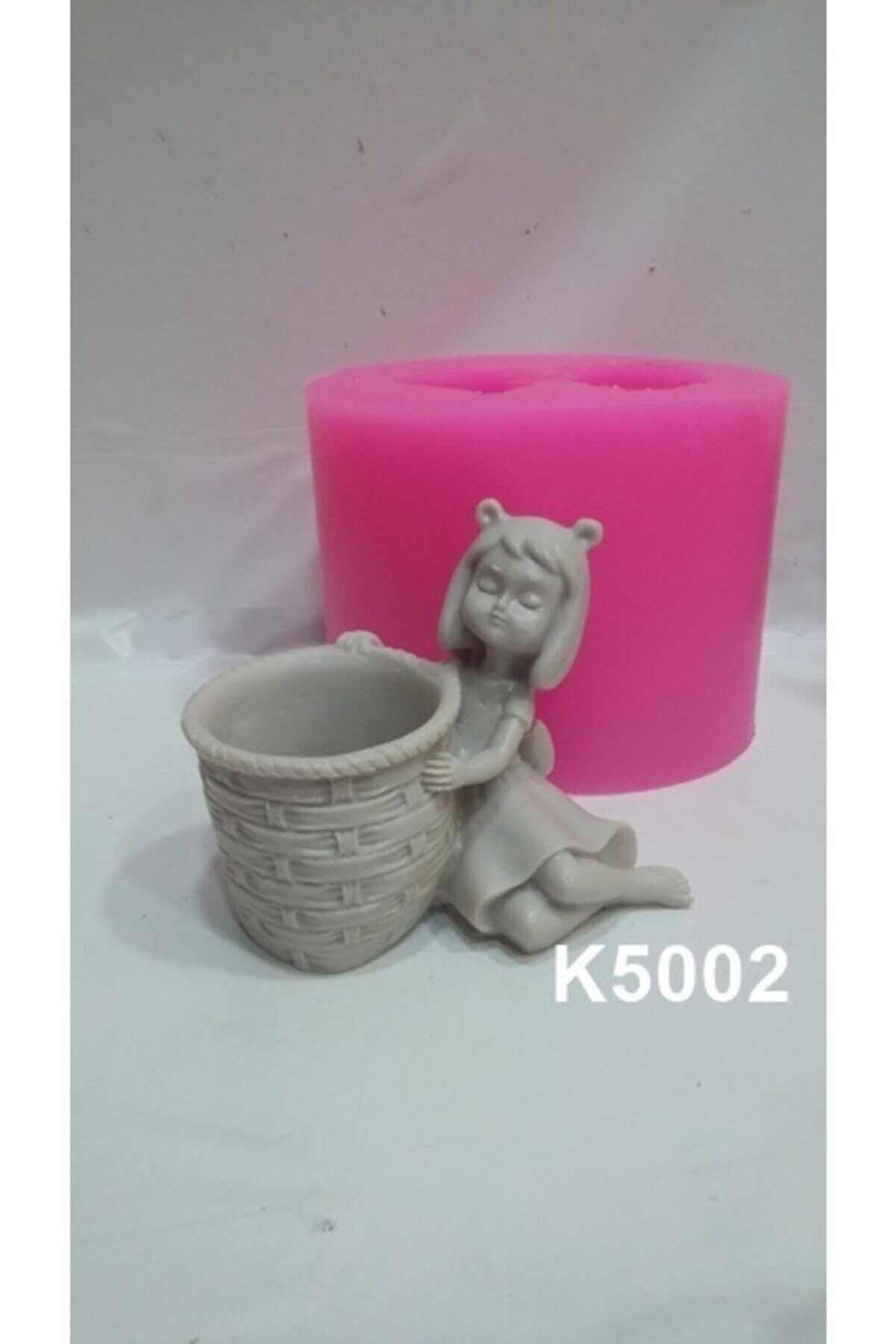 Kalıpcınızburada Sepetli̇ Kız Sculent Saksı Si̇li̇kon Kalıp