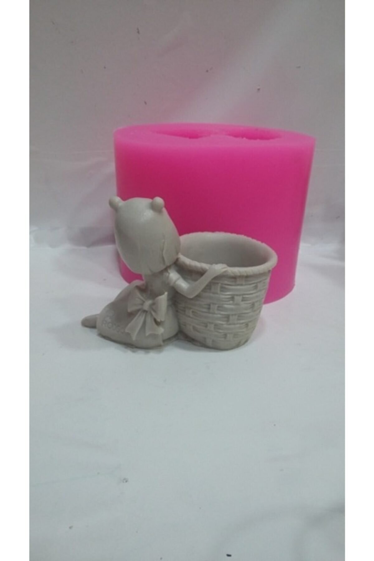 Kalıpcınızburada Sepetli̇ Kız Sculent Saksı Si̇li̇kon Kalıp