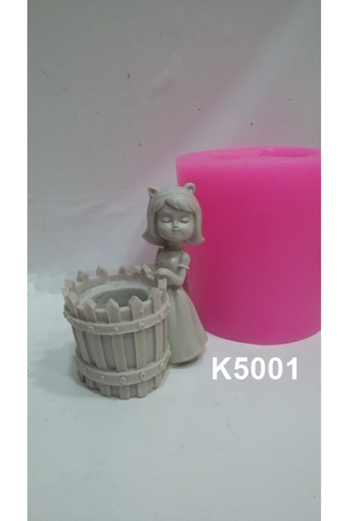 Kalıpcınızburada Sepetli̇ Kız Sculent Saksı