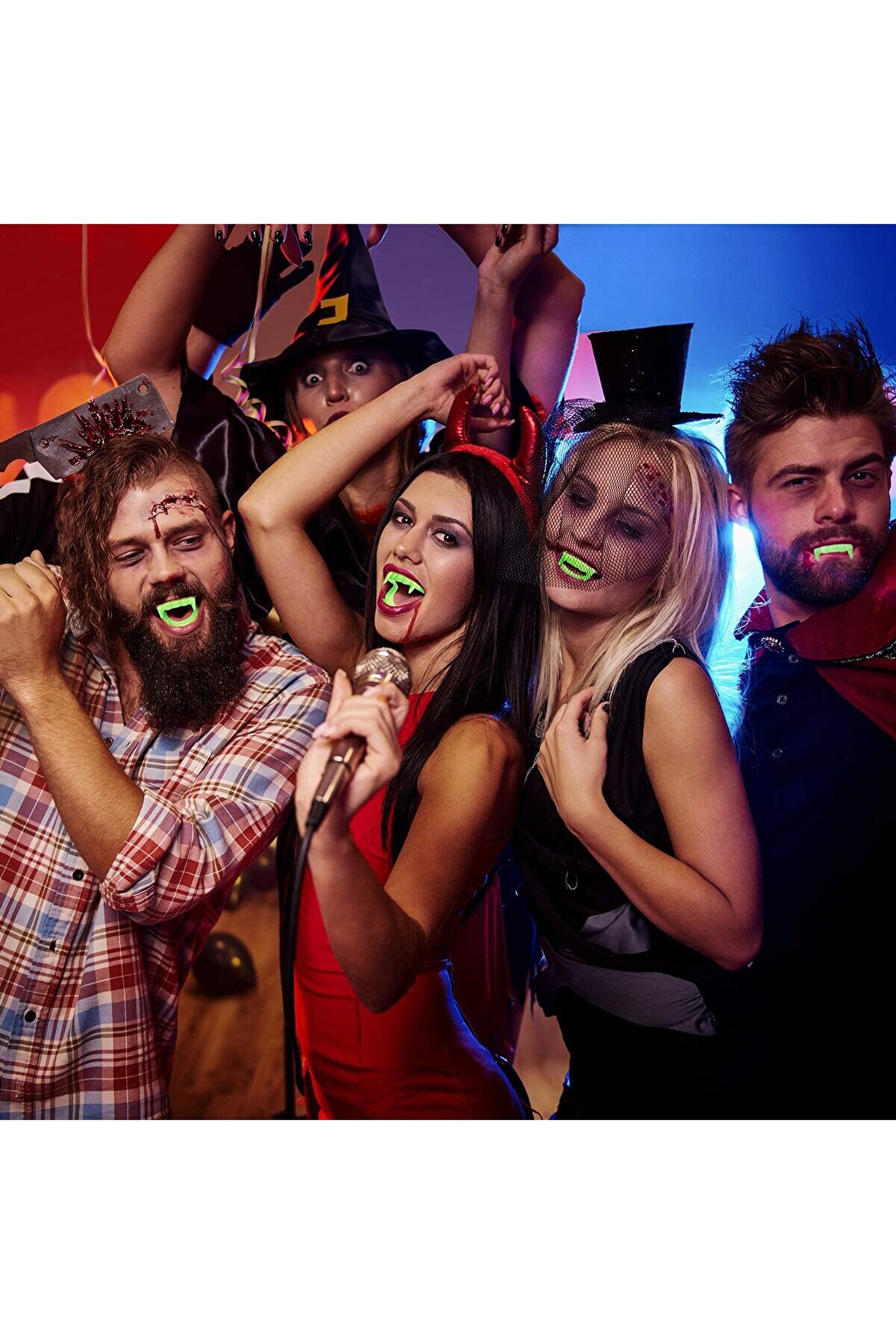 Go İthalat Karanlıkta Parlayan Fosforlu &Ccedil;i̇ft Damak Takma Vampi̇r Di̇şi̇ (5258)