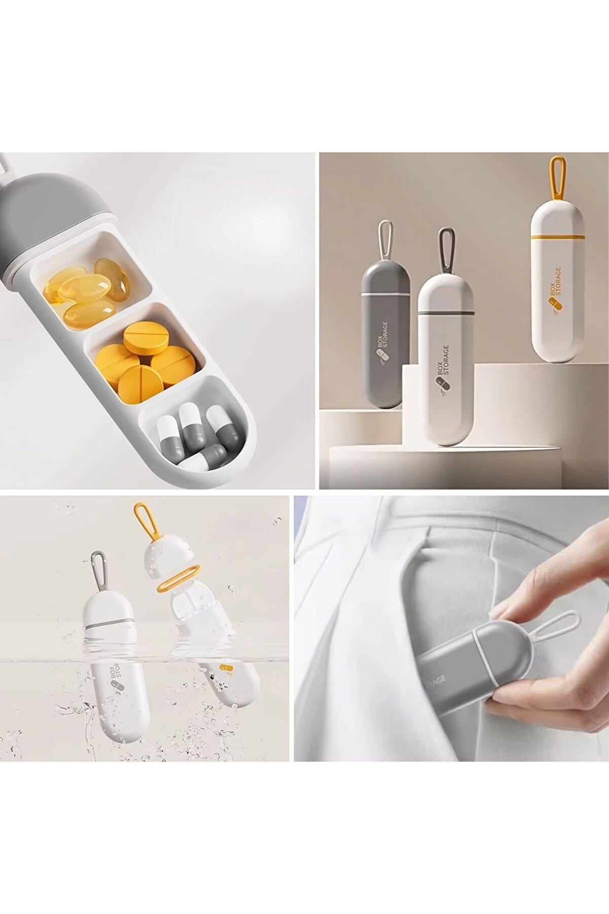 3 Bölmeli̇ Taşınabi̇li̇r Seyahat Ti̇pi̇ Hap Saklama Kutusu İlaç Saklama Kutusu