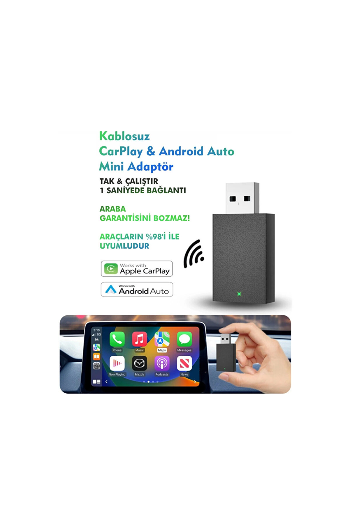 woodhub Kablosuz Android Auto/car Play Usb Dongle Cihazı