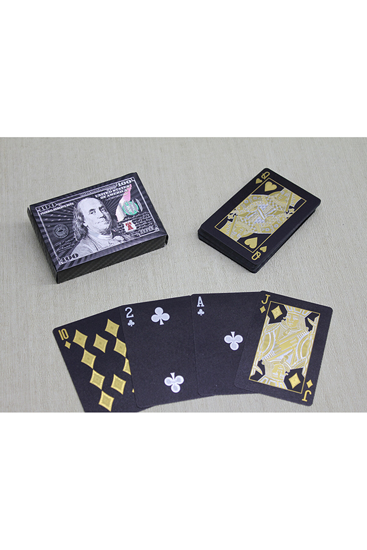 Ethab Ti̇caret G&uuml;m&uuml;ş Dolar Tasarımlı Si̇yah İskambi̇l Oyun Kartı