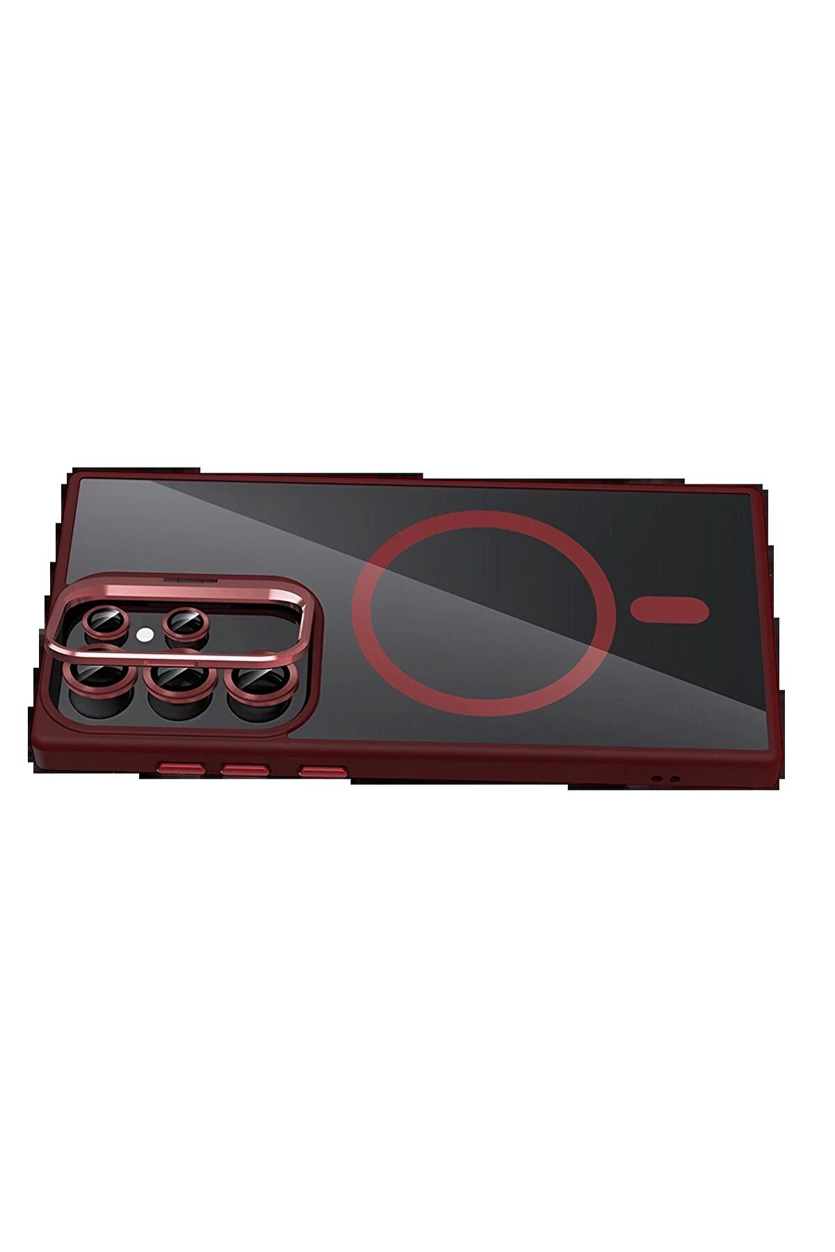 Fırsatkoli̇k Samsung Galaxy S25 Ultra Remi̇m Lensli̇ Magsafe Standlı Kapak - Bordo-(5796)