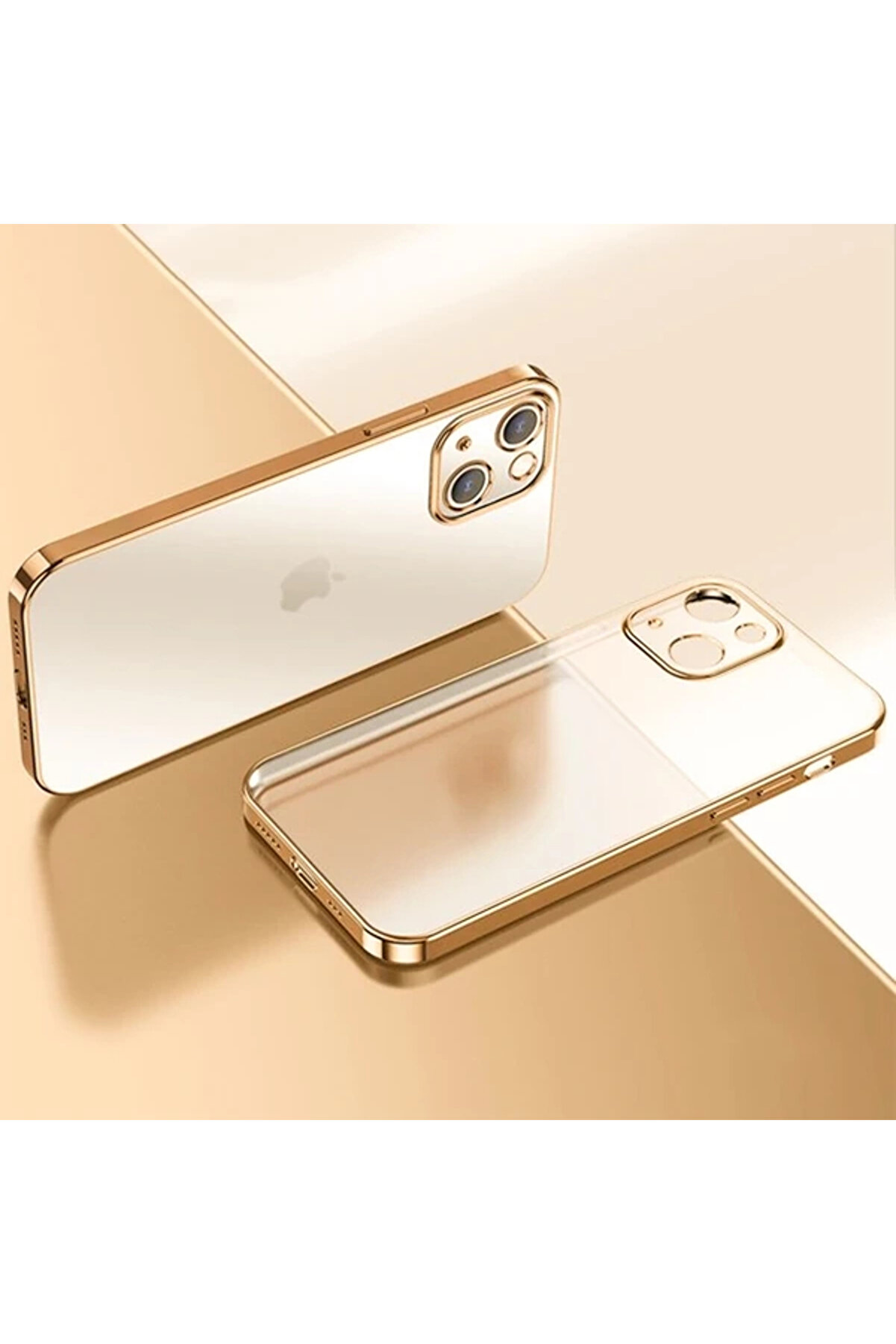 Buti̇k İphone 13 Mi̇ni̇ Renkli̇ Kenar Şeffaf Kılıf Kamera Korumalı Si̇li̇kon Kılıf-(5775)