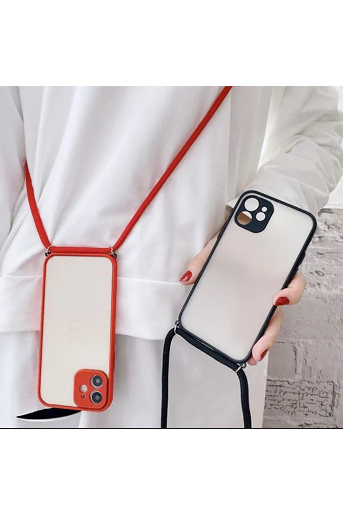 Buti̇k Ally İphone 11 6.1 Askılı Koruyucu Si̇li̇kon Kılıf-(5775)