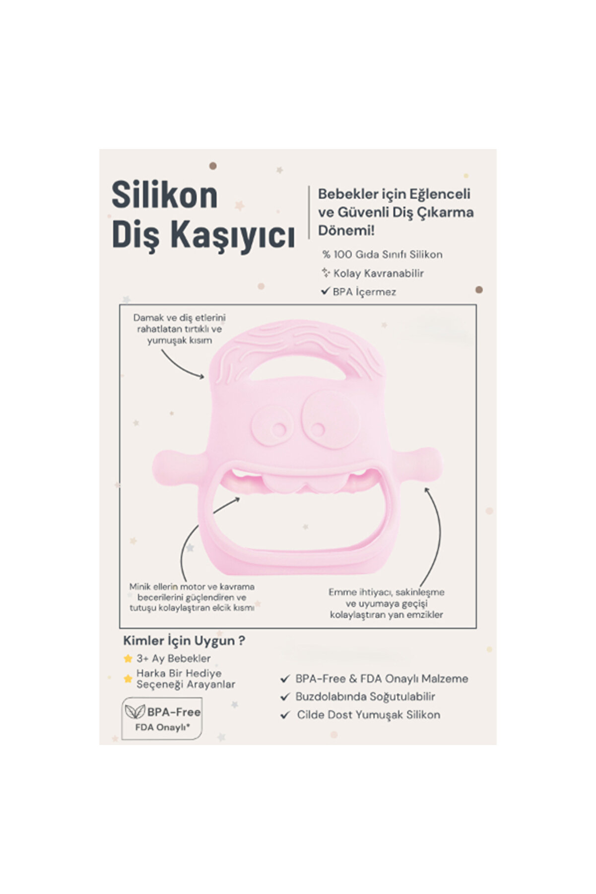 Pembe Bebek Si̇li̇kon Di̇ş Kaşıyıcı