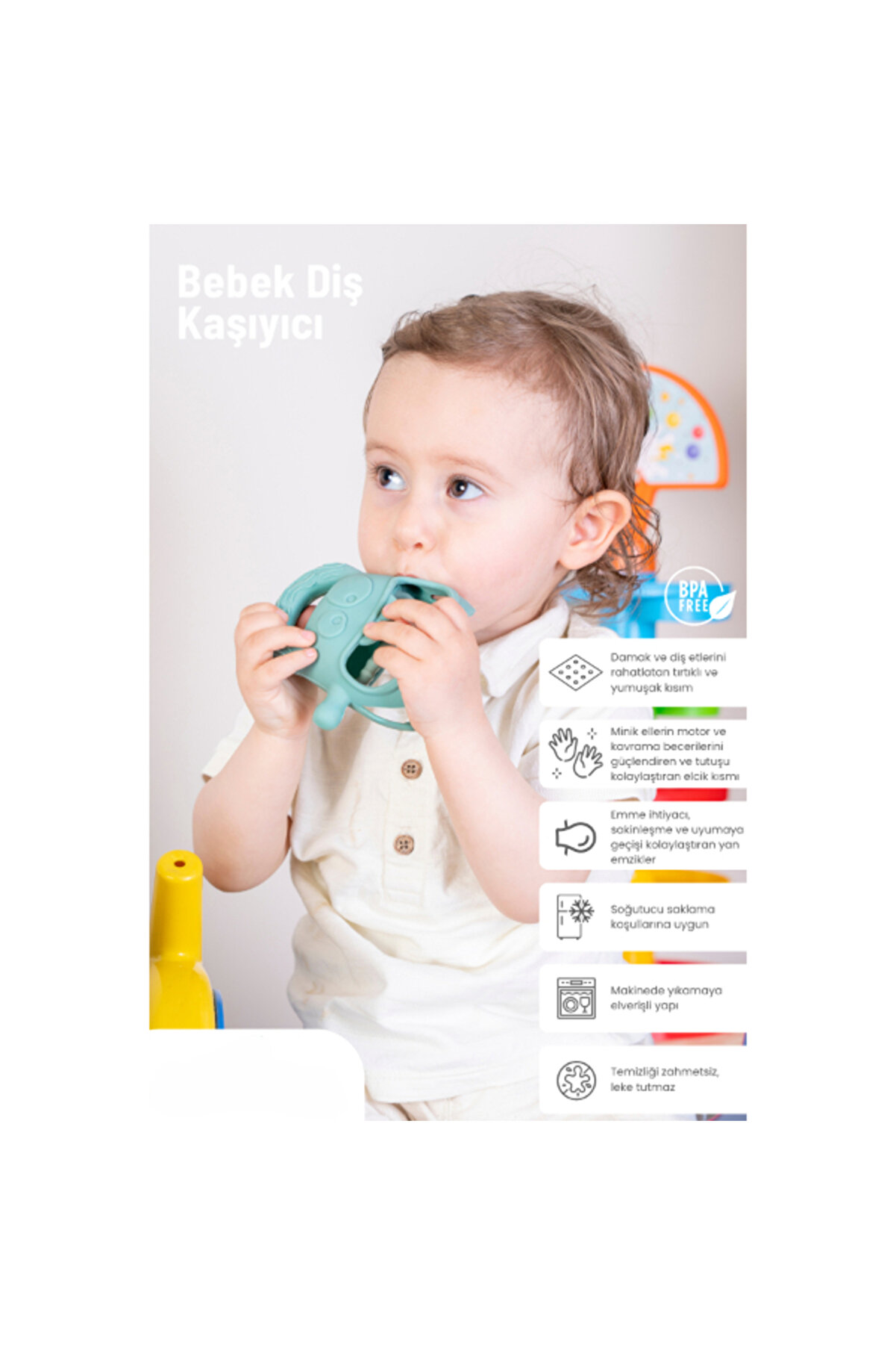 Koyu Yeşi̇l Bebek Si̇li̇kon Di̇ş Kaşıyıcı