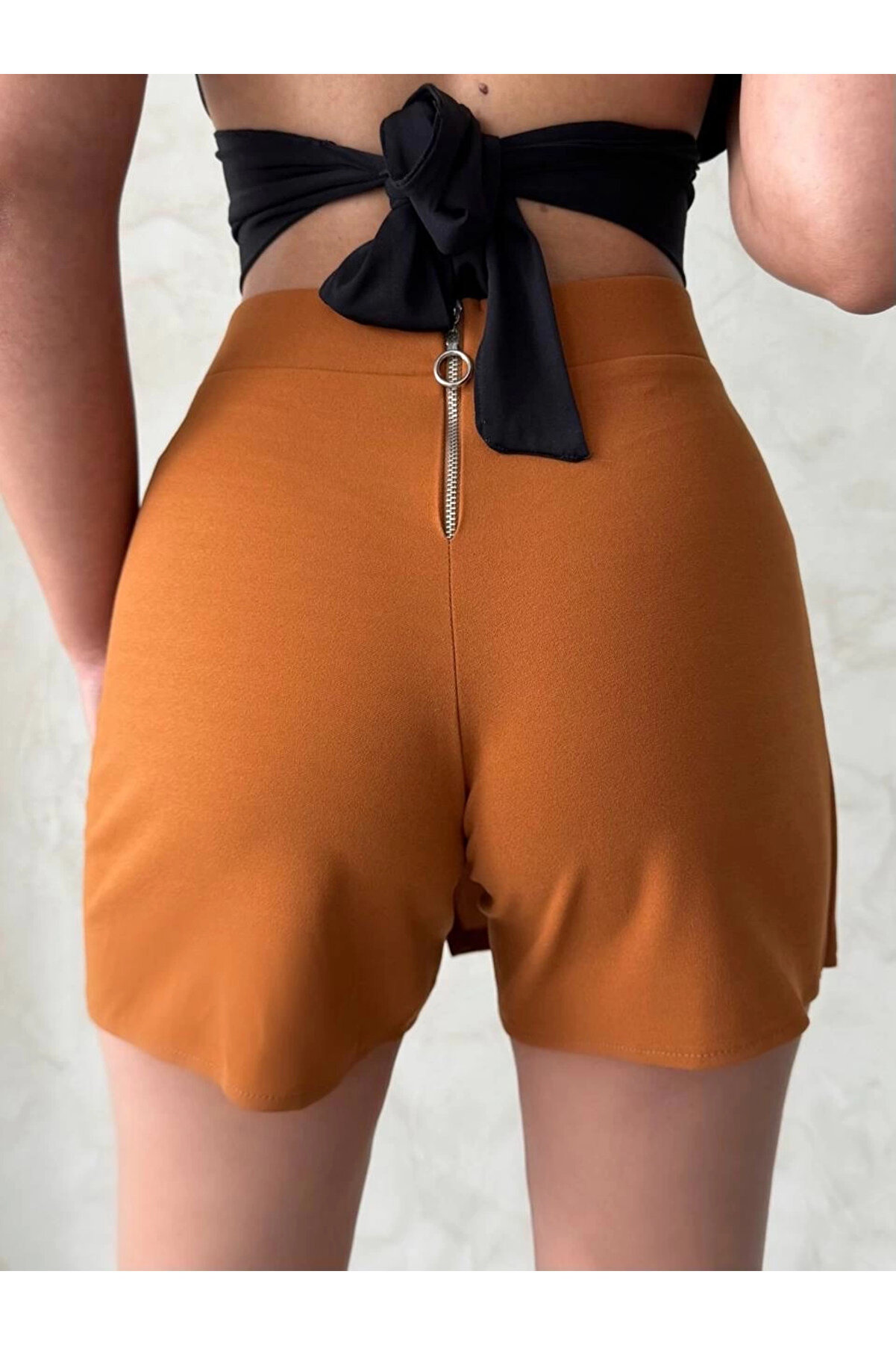 Ymywear Kapaklı Şort Etek Camel S208