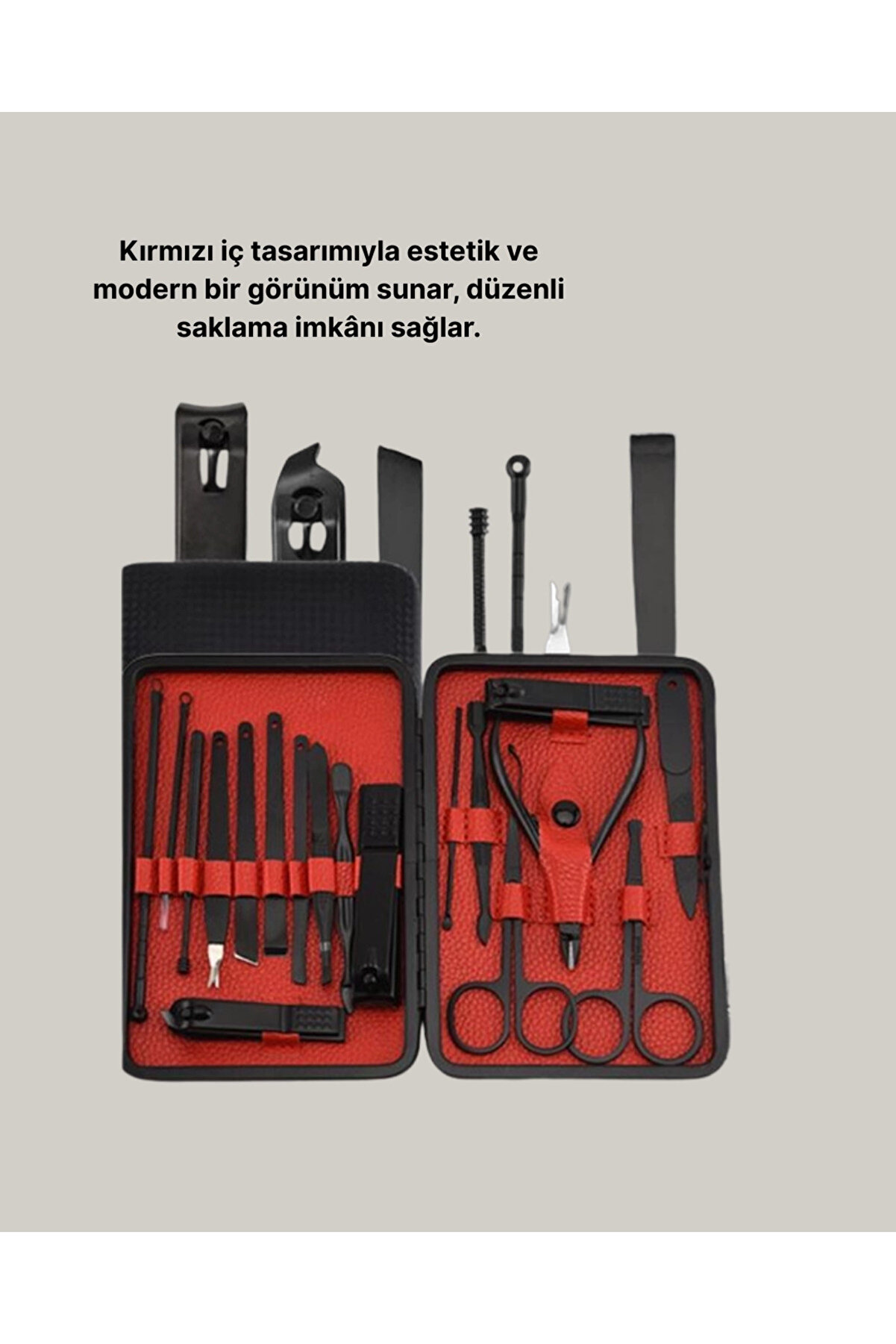 17 Parça Profesyonel Mani̇kür Pedi̇kür Seti̇ Paslanmaz Çeli̇k Si̇yah Kutu