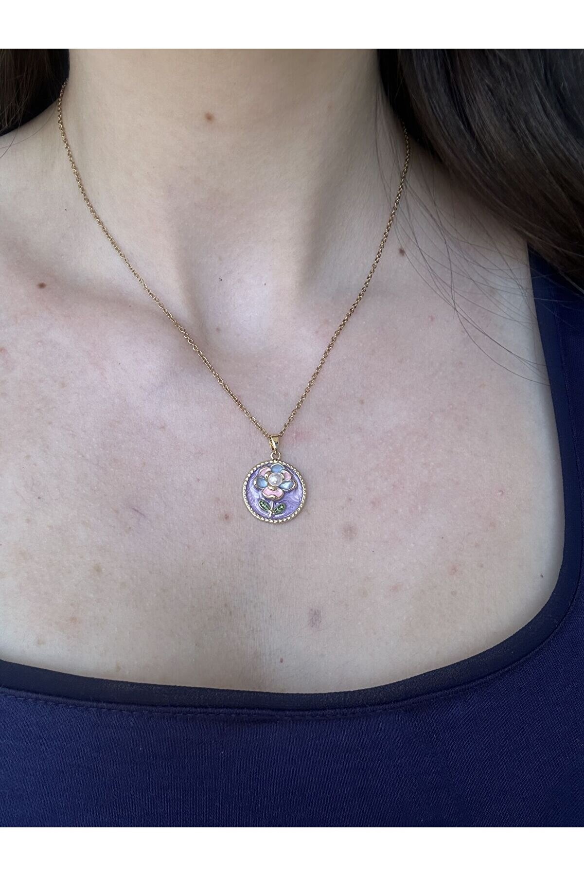 Ateli̇er Emi̇ne Mor Çi̇çek Pi̇nterest Kolye