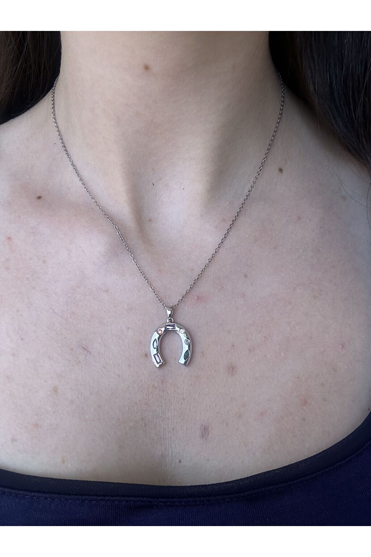 Ateli̇er Emi̇ne Si̇lver Taşlı Nal Kolye