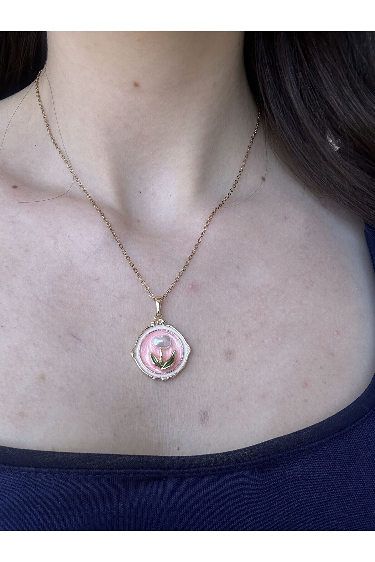 Ateli̇er Emi̇ne Pembe Çi̇çek Pi̇nterest Kolye