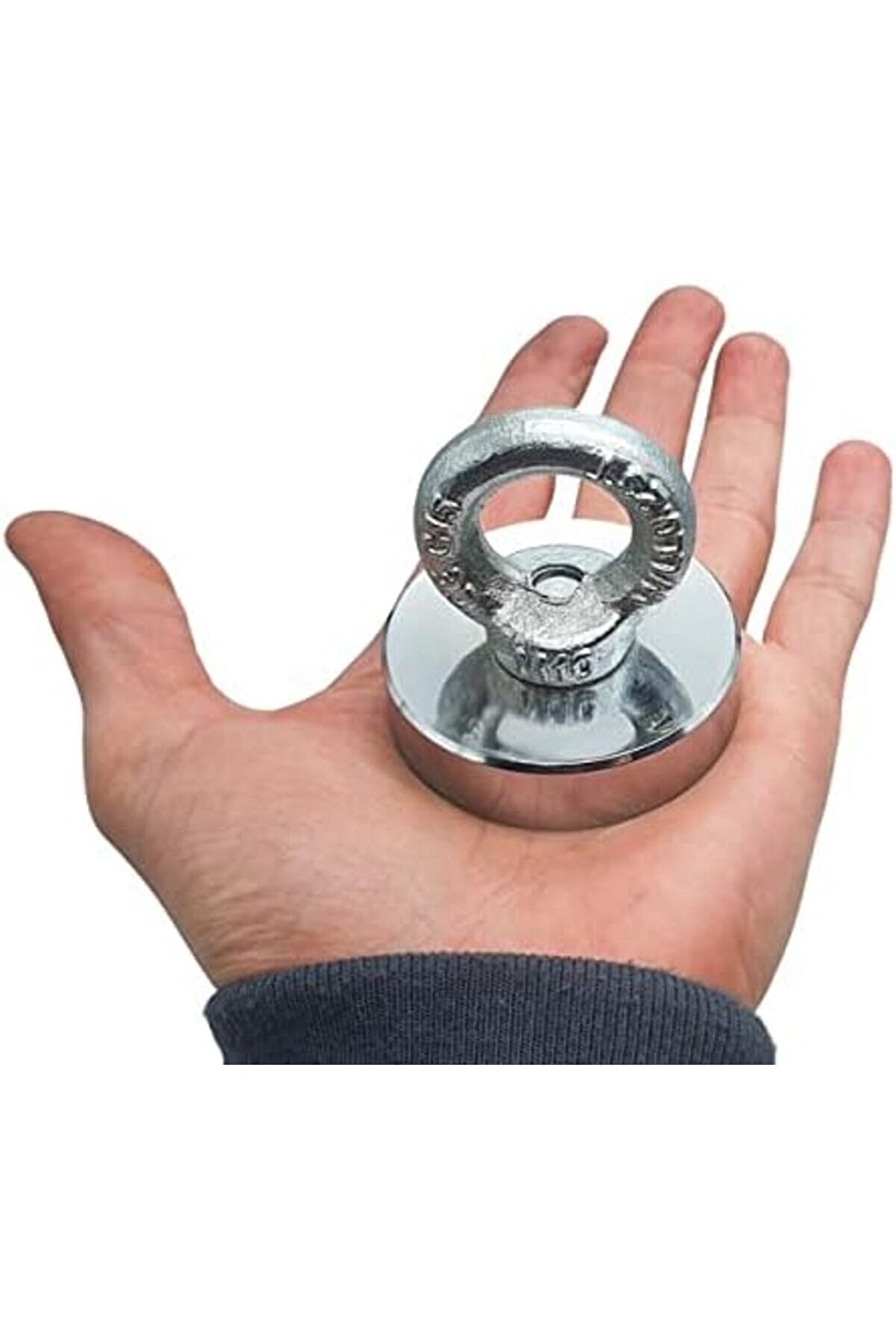 Güçlü Deni̇z Mıknatısı - Fi̇shi̇ng Magnet - Neodyum Dai̇mi̇ Çeli̇k Mıknatıs - Halkalı Pot Mıknatıs - Ni̇kel