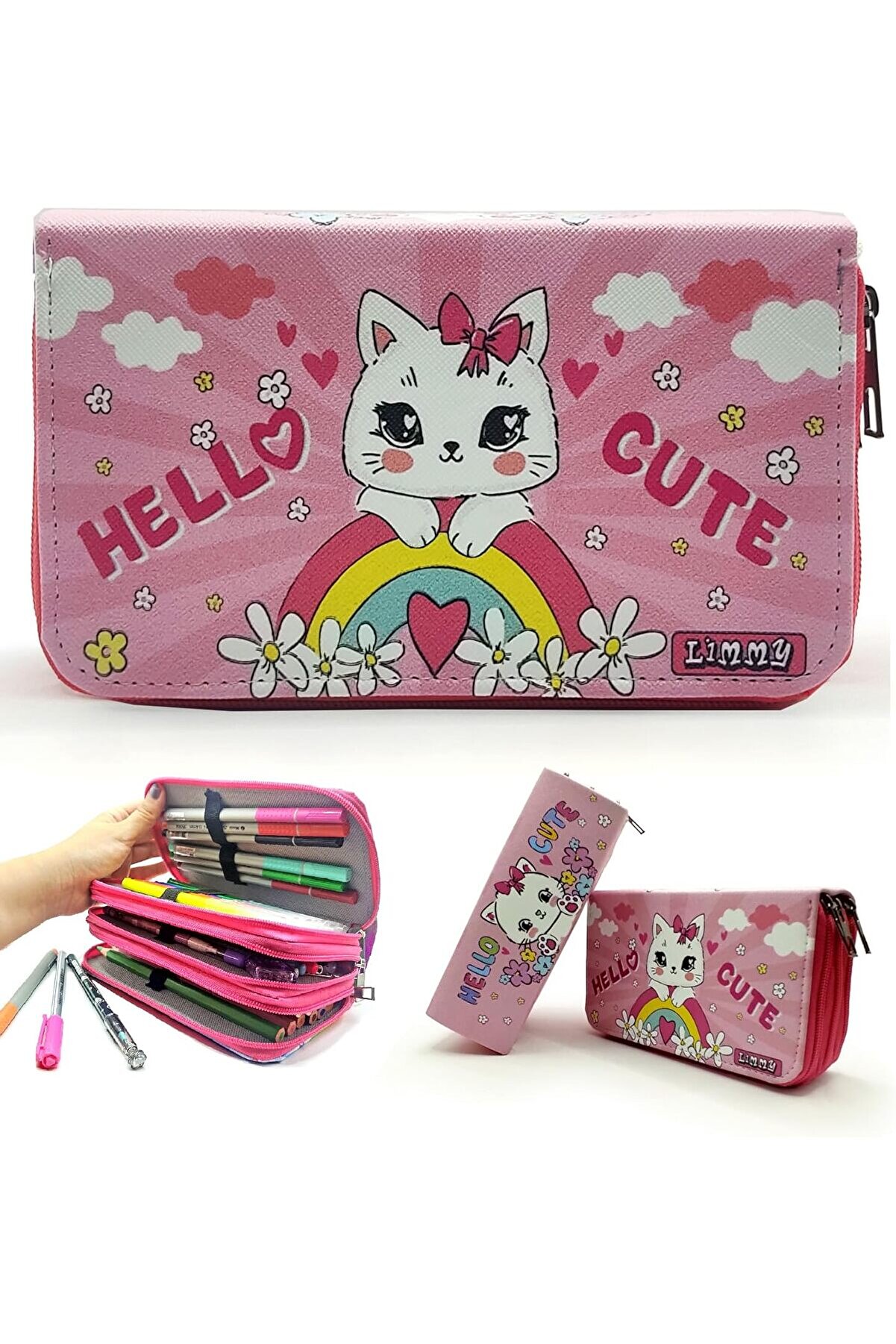 STOREMAX Kutusu Kedi Desenli Organizer Vegan Deri Üç Bölmeli 1088605