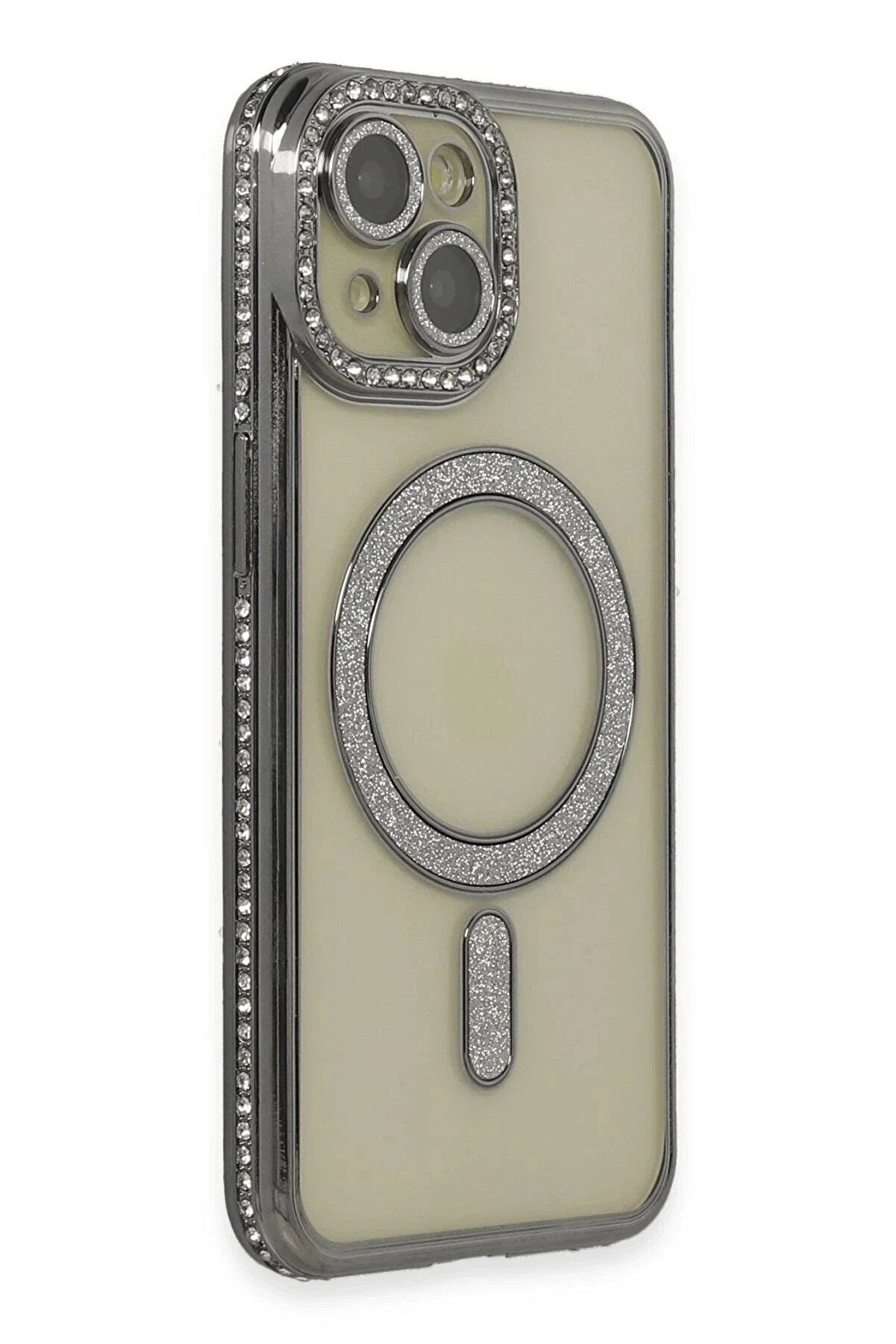 Buti̇k İphone 15 Kılıf Joke Si̇mli̇ Magneti̇csafe Kılıf - Gri̇-(5796)