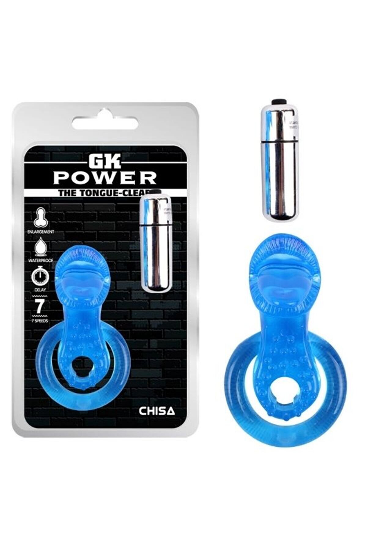 Luxerosshop Get Lock The Tongue-Blue Titreşimli Dilli Penis Halkası