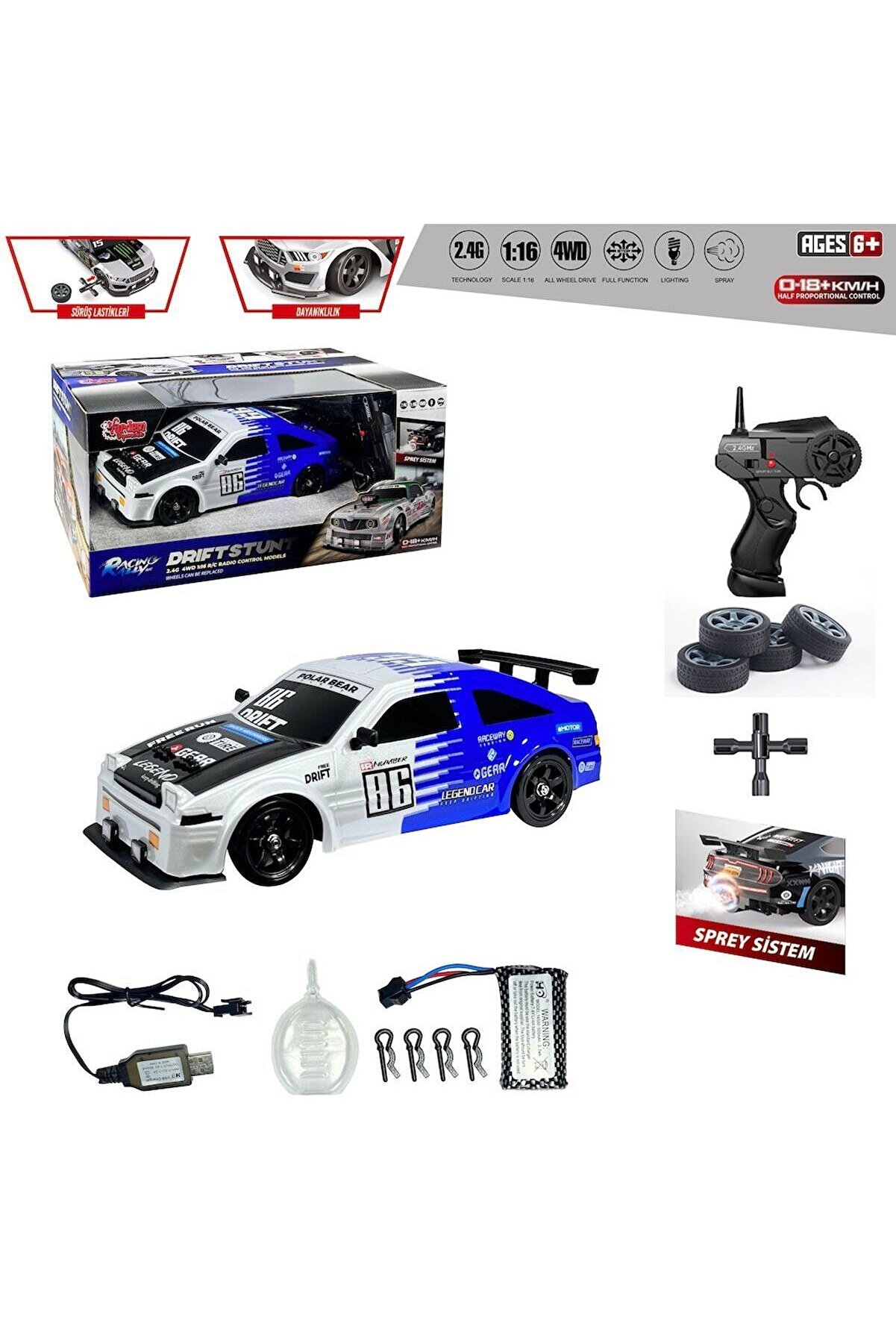 Hb-Sc16A07 Kumandalı 4X4 Dri̇ft Araba Işıklı Ve Buharlı 116