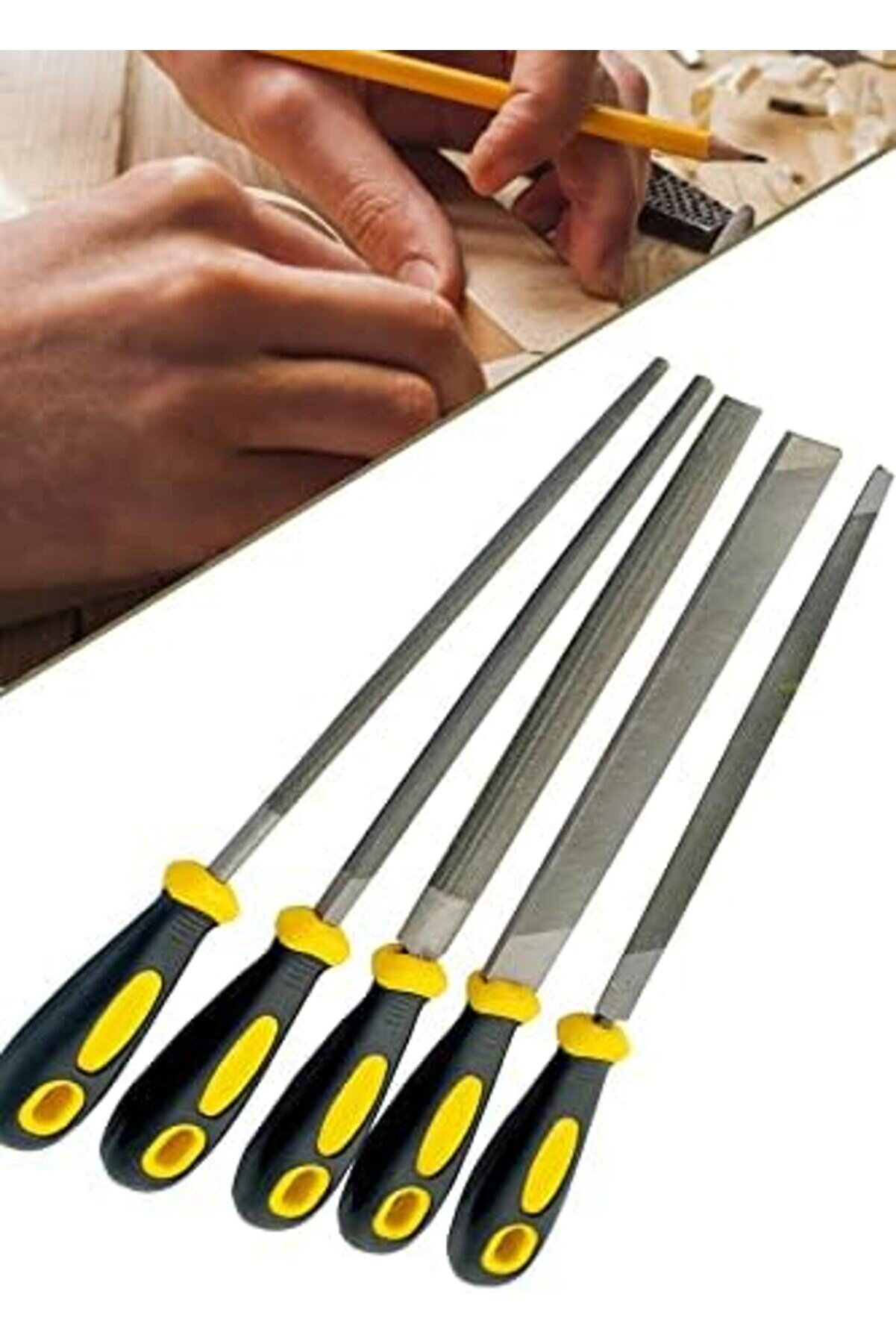 Shopverse Büyük Boy Eğeleme Seti̇ 32Cm 5 Li̇ Eğe Seti̇ Hava Çeli̇ği̇, Metal, Ağaç 1410 Trendfli̇ck 10